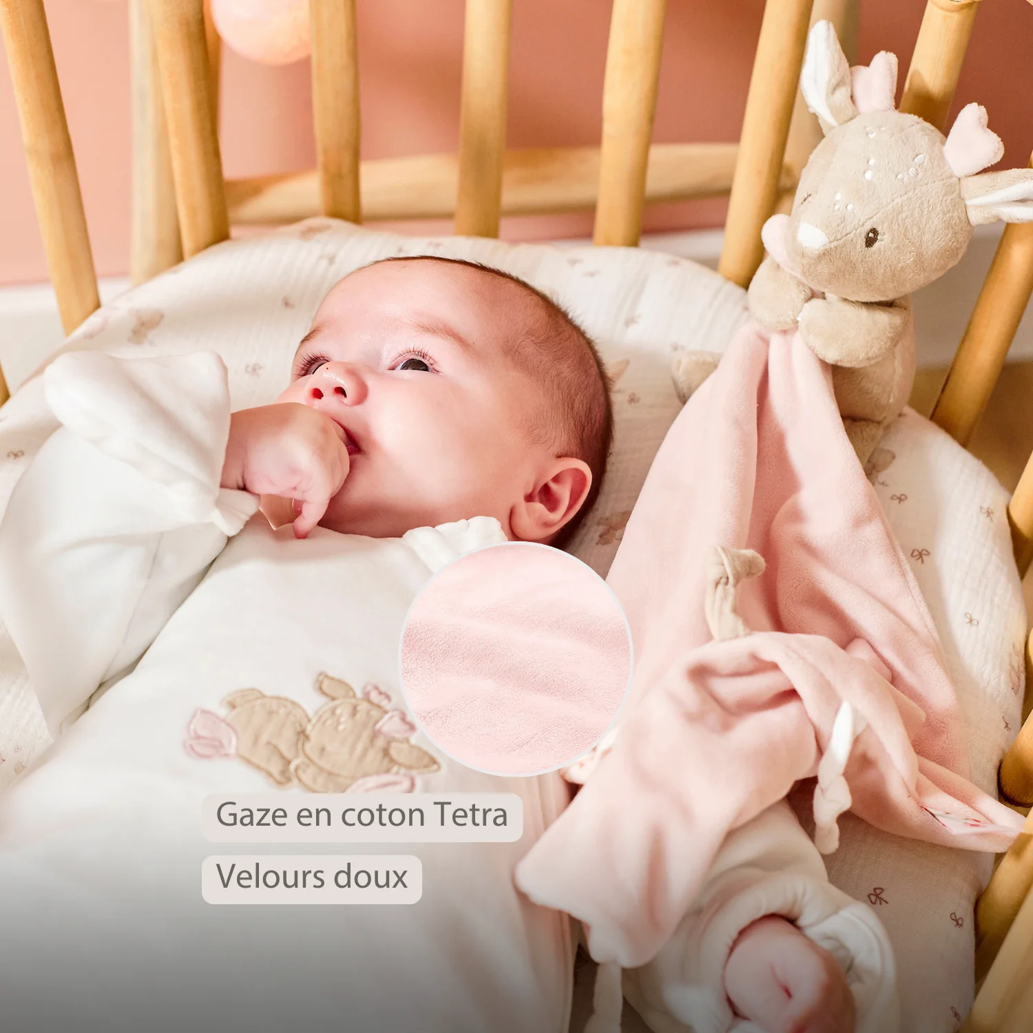 FanFan Baby Cuddle blanket with Cuddle - 27 x 27 cm - Doudou deer - Beige - Image 19