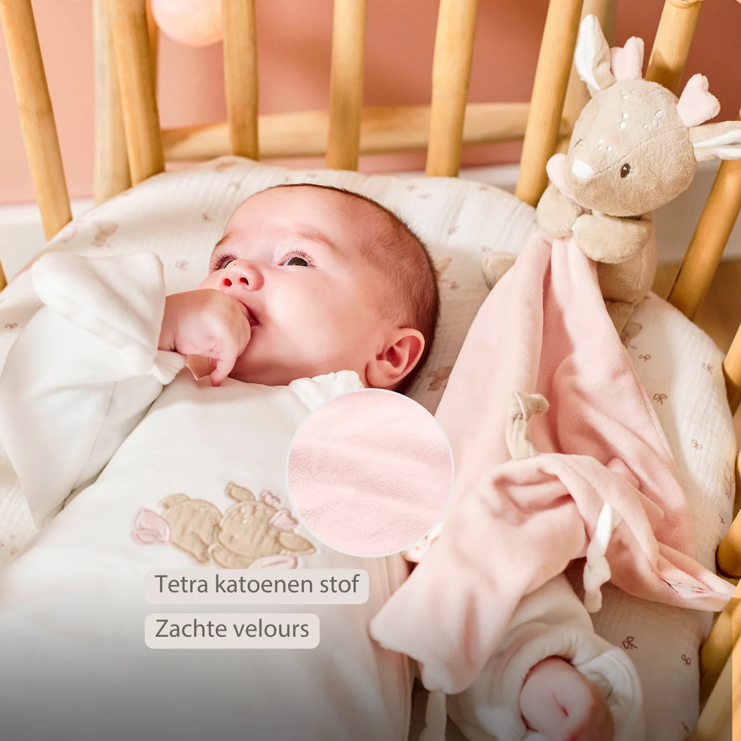 FanFan Baby Cuddle blanket with Cuddle - 27 x 27 cm - Doudou deer - Beige - Image 26
