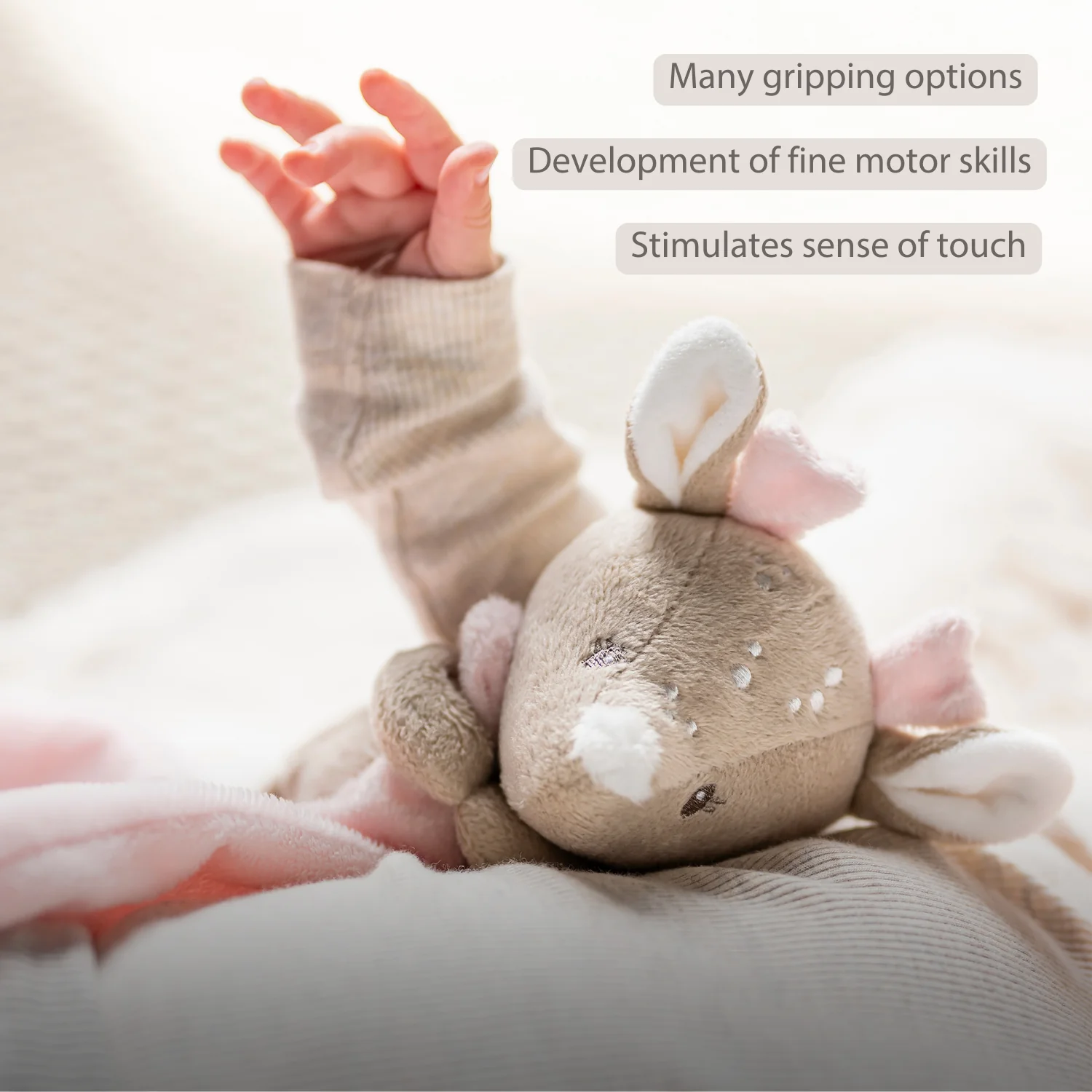 FanFan Baby Cuddle blanket with Cuddle - 27 x 27 cm - Doudou deer - Beige - Image 31