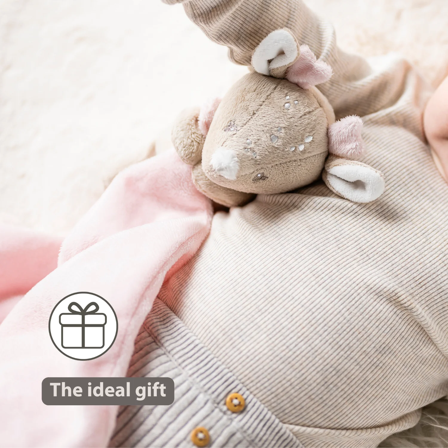 FanFan Baby Cuddle blanket with Cuddle - 27 x 27 cm - Doudou deer - Beige - Image 35