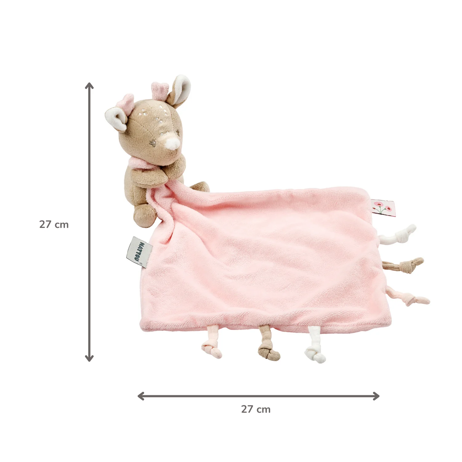 FanFan Baby Cuddle blanket with Cuddle - 27 x 27 cm - Doudou deer - Beige - Image 6