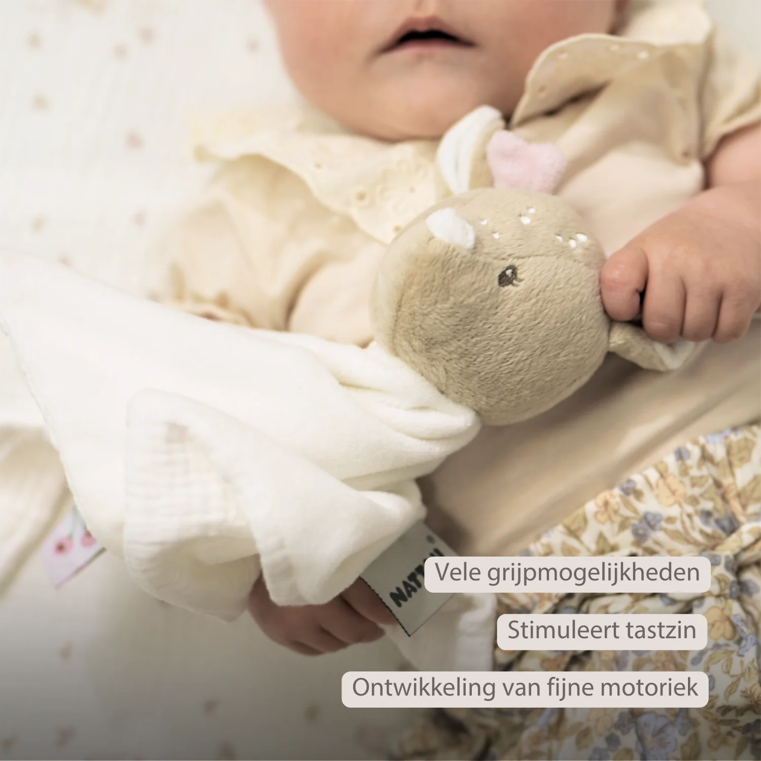FanFan Baby Cuddly blanket - 27 x 27 cm - Doudou deer - Off White - Image 21
