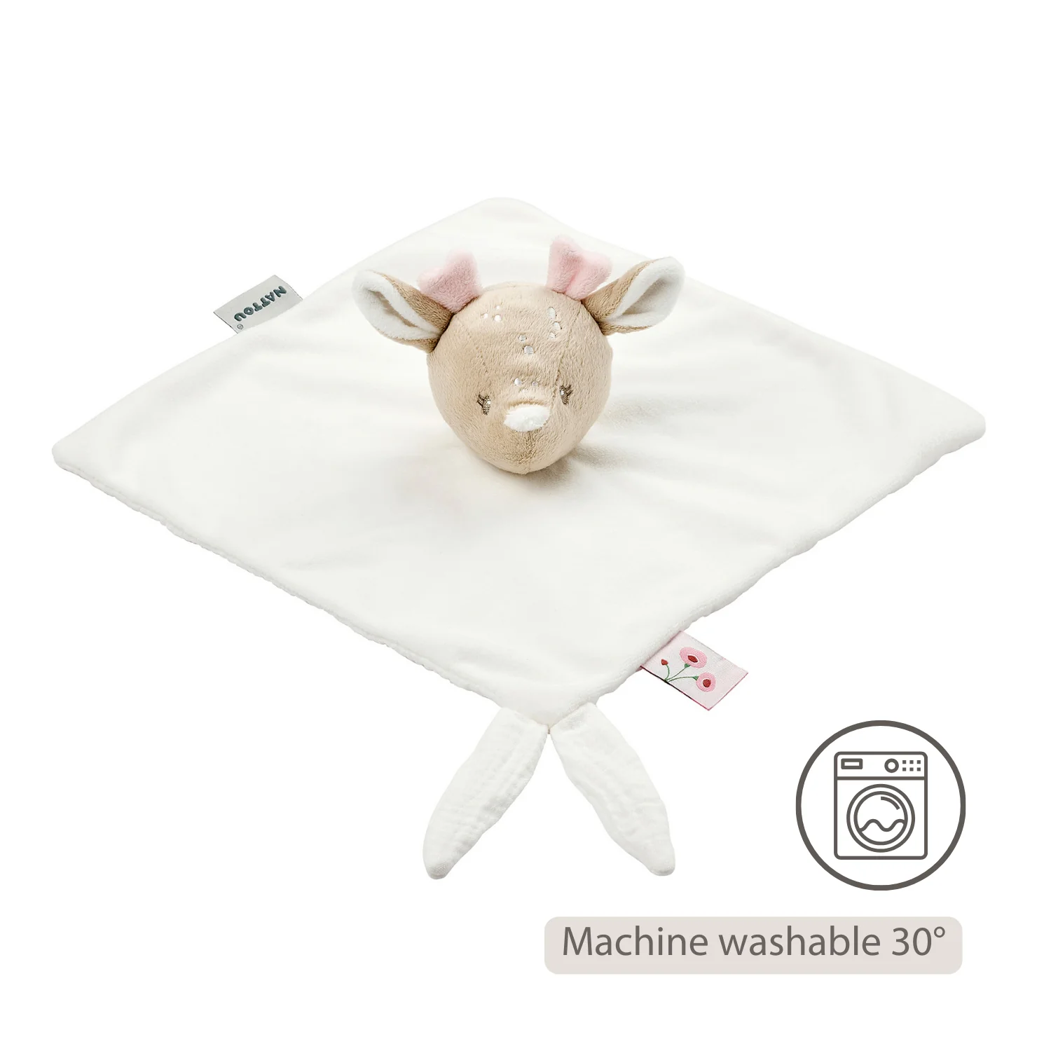 FanFan Baby Cuddly blanket - 27 x 27 cm - Doudou deer - Off White - Image 28