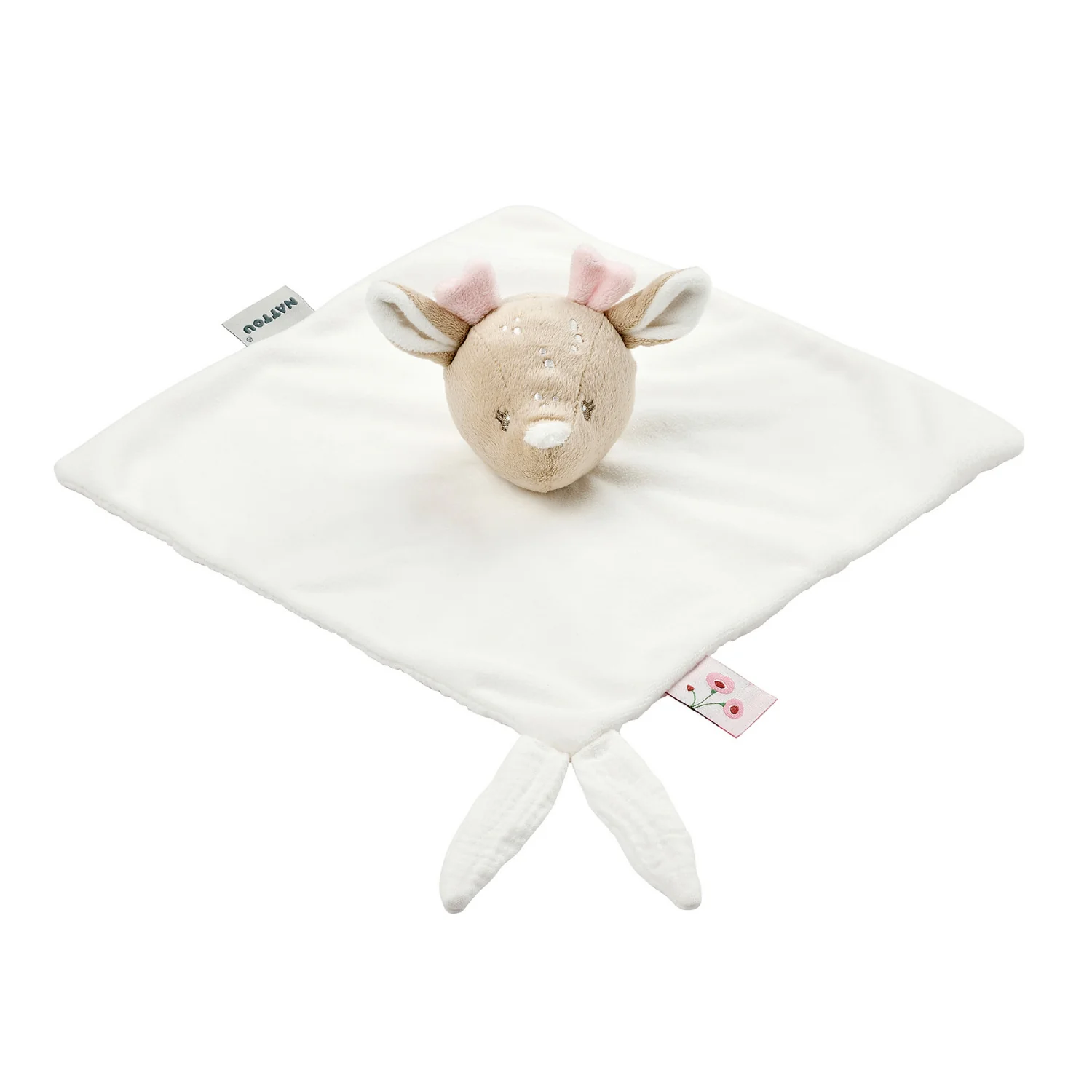 FanFan Baby Cuddly blanket - 27 x 27 cm - Doudou deer - Off White - Image 7
