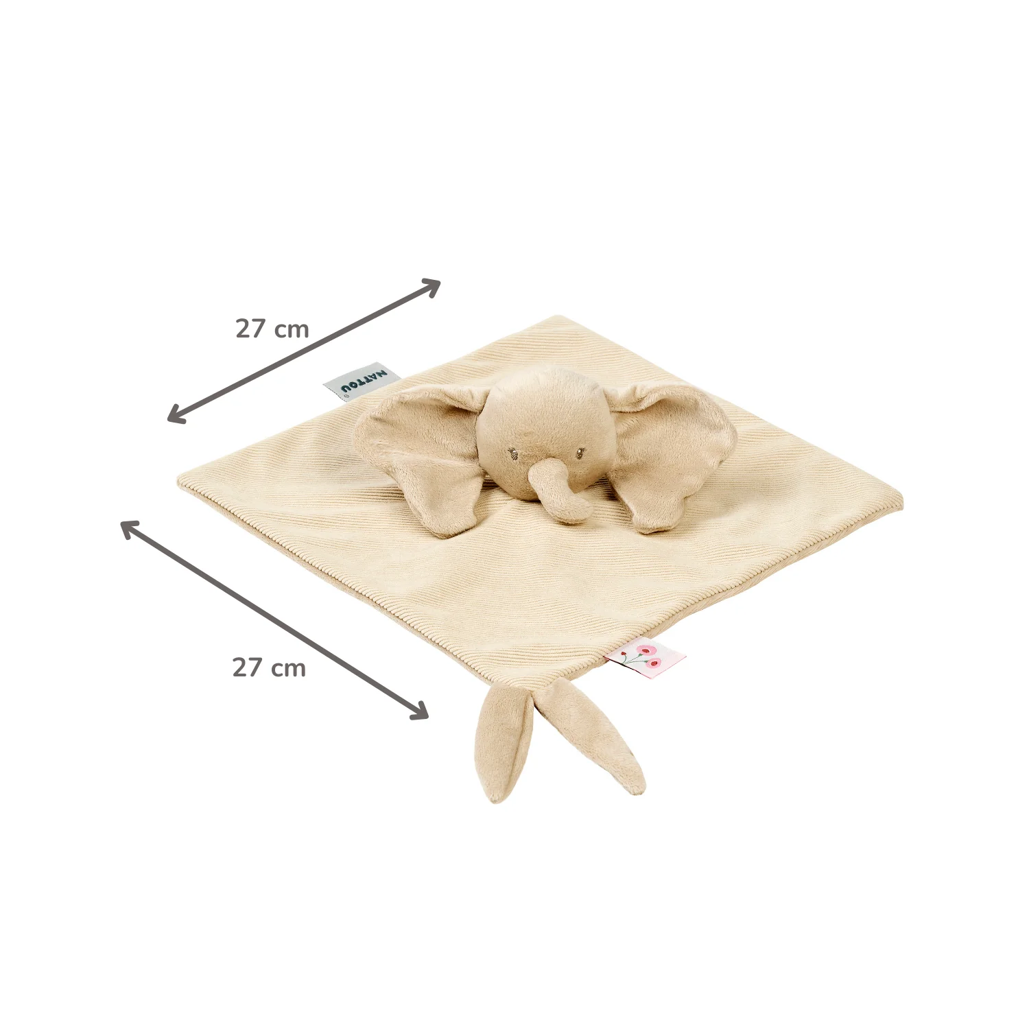 FanFan Baby Cuddly blanket - 27 x 27 cm - Doudou Elephant - Sand - Image 20