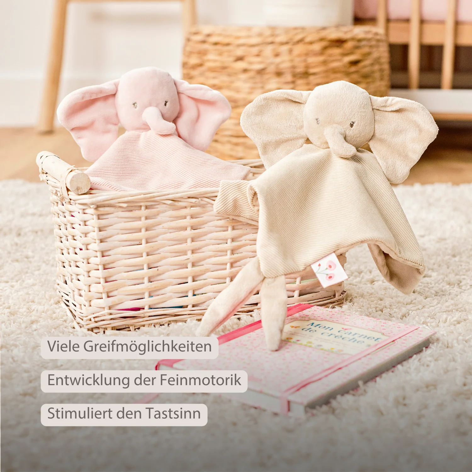 FanFan Baby Cuddly blanket - 27 x 27 cm - Doudou Elephant - Sand - Image 3