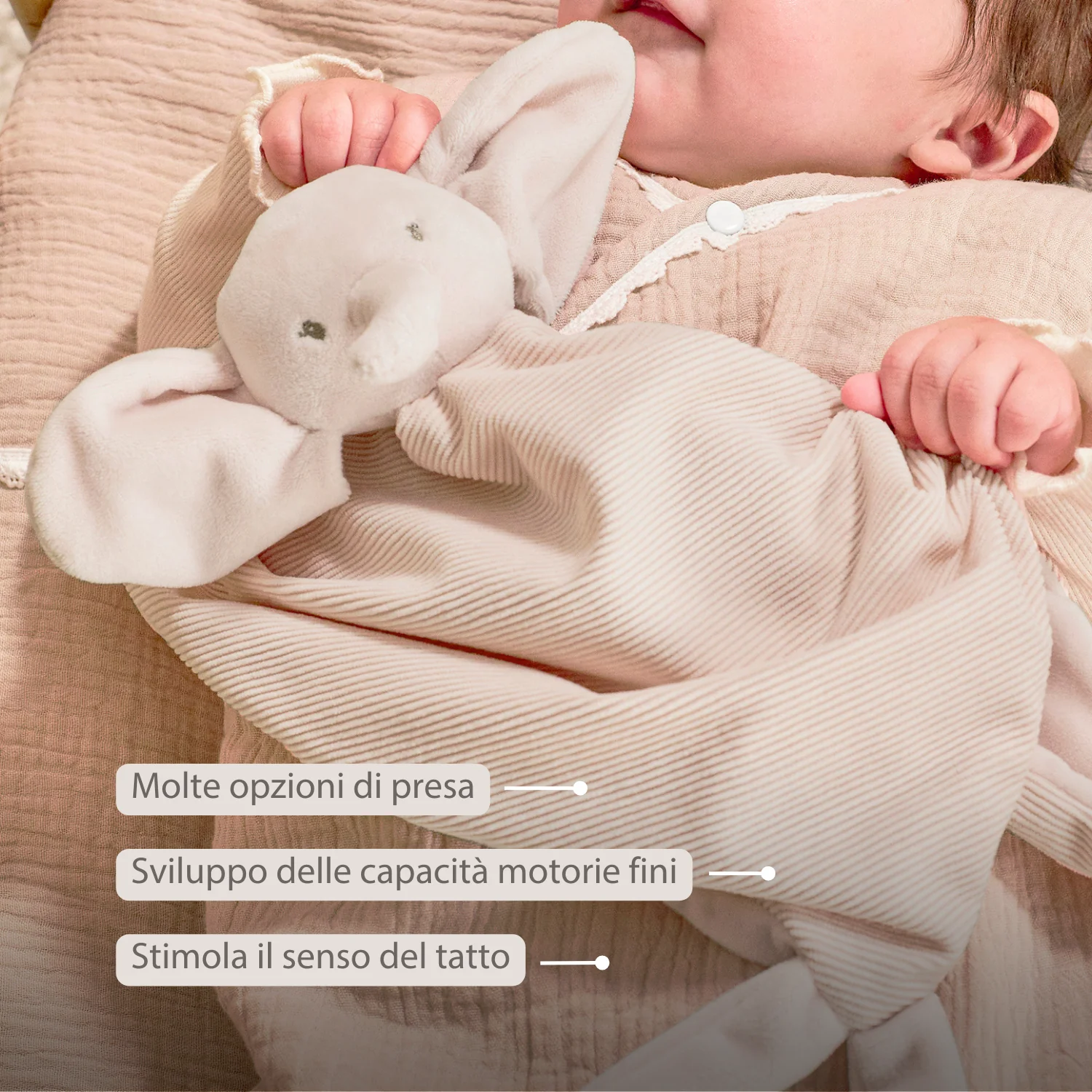 FanFan Baby Cuddly blanket - 65 x 40 cm - Doudou Elephant - Sand - Image 7