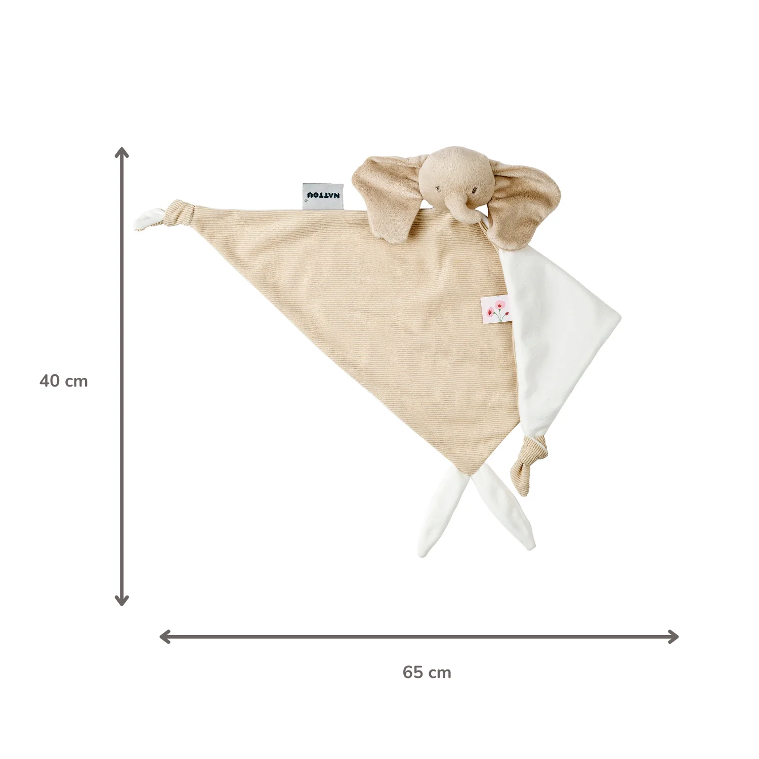 FanFan Baby Cuddly blanket - 65 x 40 cm - Doudou Elephant - Sand - Image 8