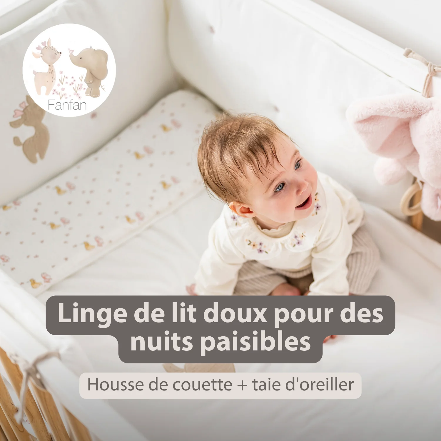FanFan Baby Duvet Cover Velour 140x100 cm – Pillowcase 60x40 cm – Reversible - Image 14