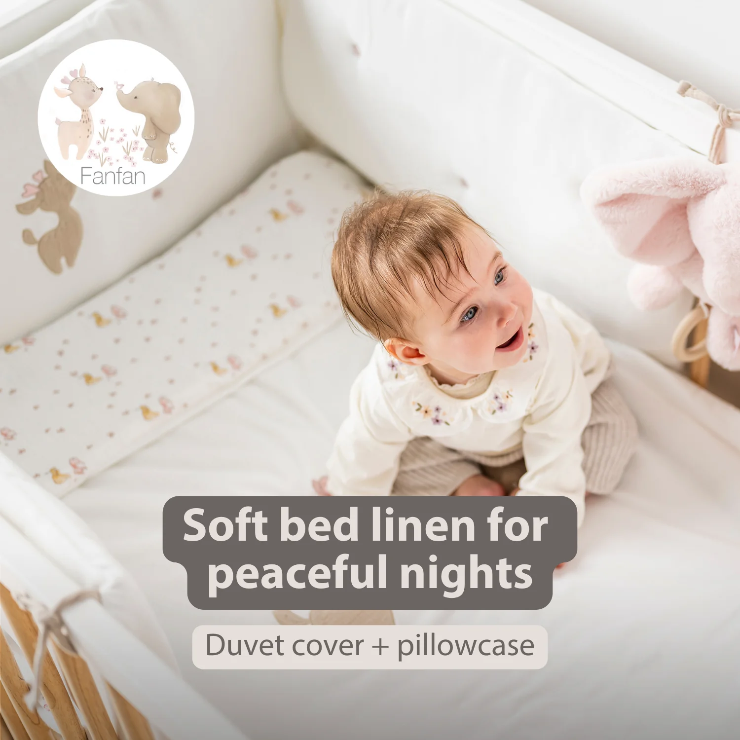 FanFan Baby Duvet Cover Velour 140x100 cm – Pillowcase 60x40 cm – Reversible - Image 26