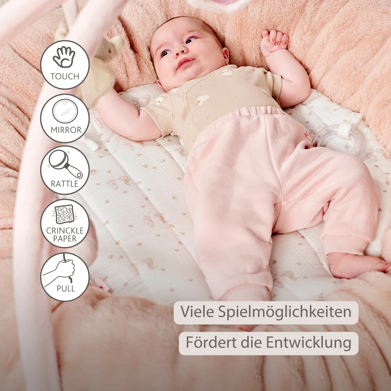 FanFan Baby Playmat with Arches – 90 cm – Activity Play Rug Baby – Padded Edges - Image 3