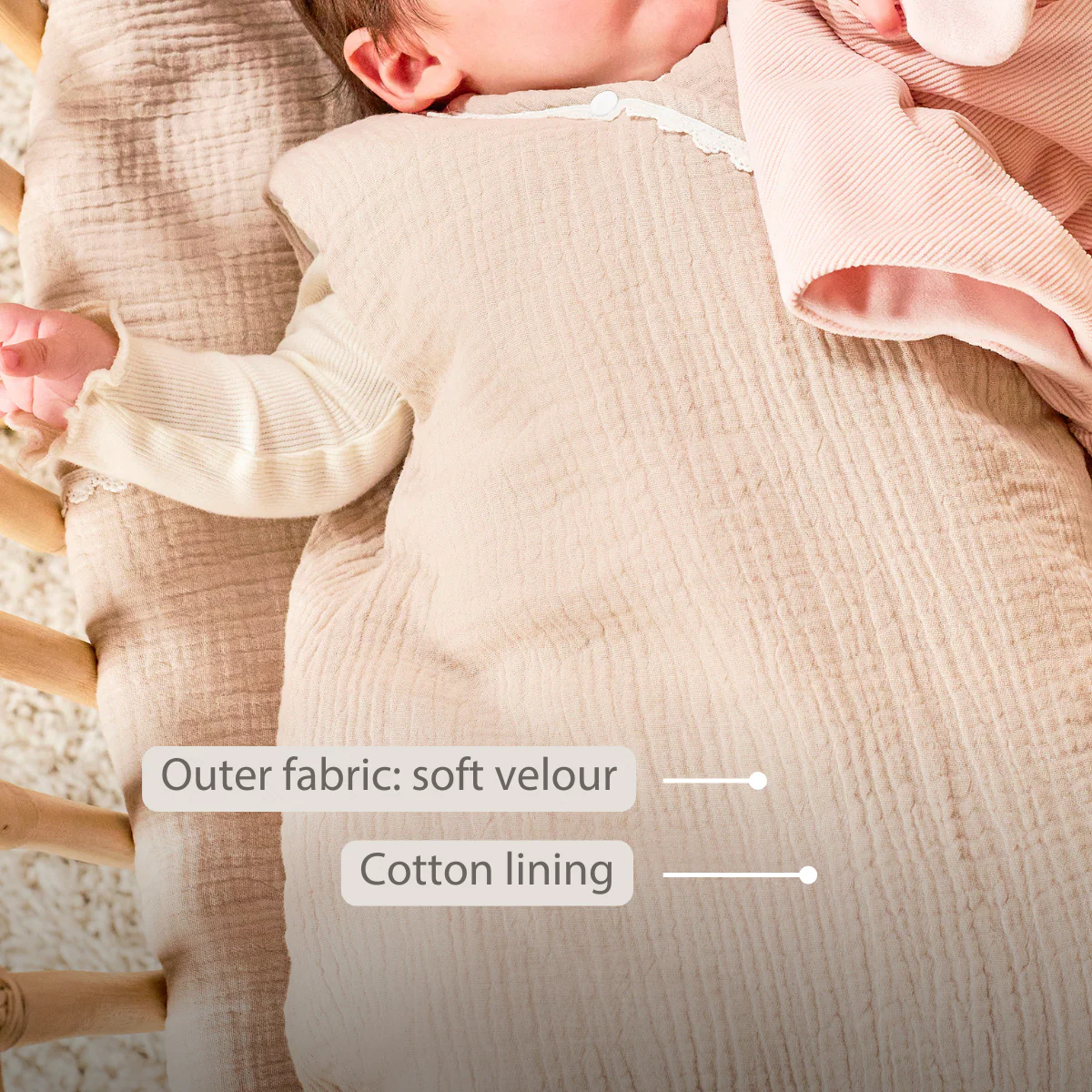 FanFan Baby Sleeping Bag 90 cm – Sand-Colored Sleeping Bag – Tetra Cotton – TOG 2 - Image 31