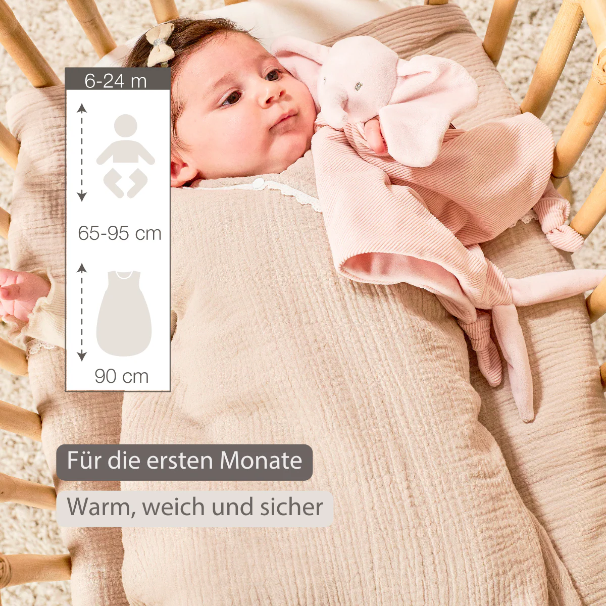 FanFan Baby Sleeping Bag 90 cm – Sand-Colored Sleeping Bag – Tetra Cotton – TOG 2 - Image 7