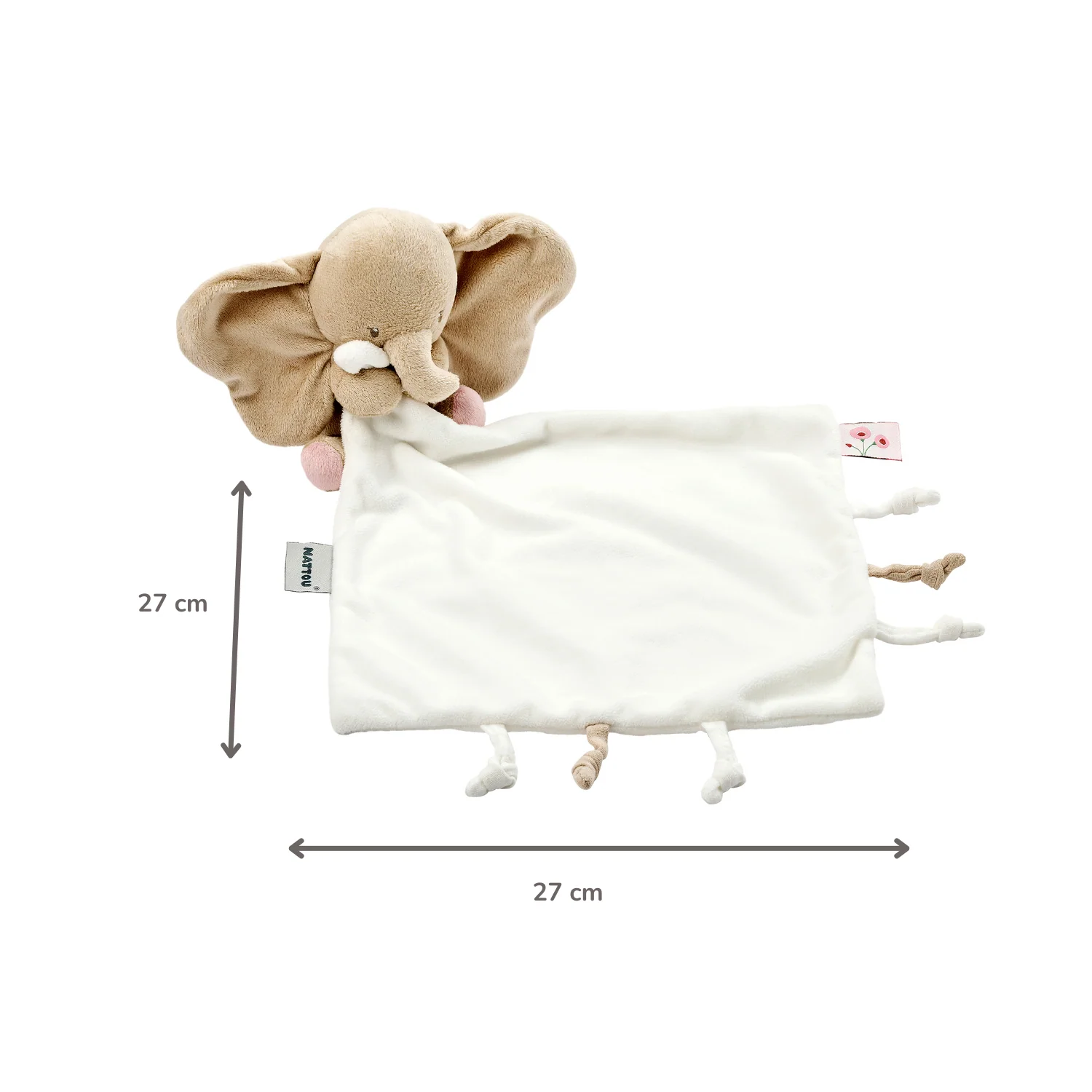FanFan Baby Stuffed Cloth with Cuddle - 27 x 27 cm - Doudou Elephant - Off White - Image 11