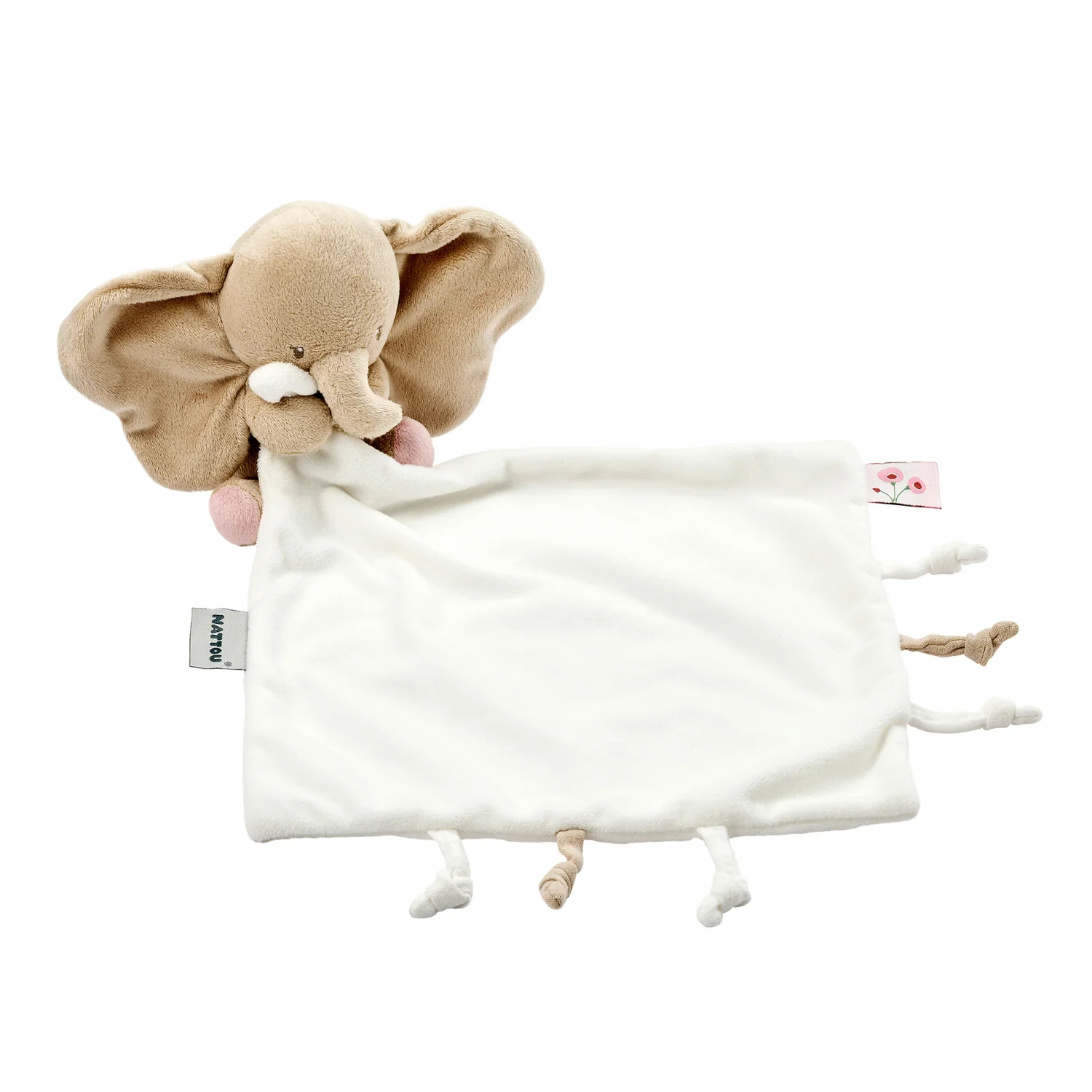 FanFan Baby Stuffed Cloth with Cuddle - 27 x 27 cm - Doudou Elephant - Off White - Image 19
