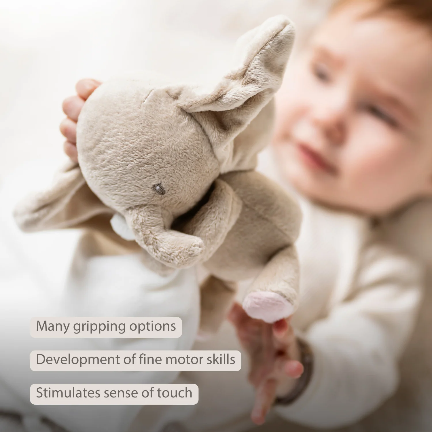 FanFan Baby Stuffed Cloth with Cuddle - 27 x 27 cm - Doudou Elephant - Off White - Image 27