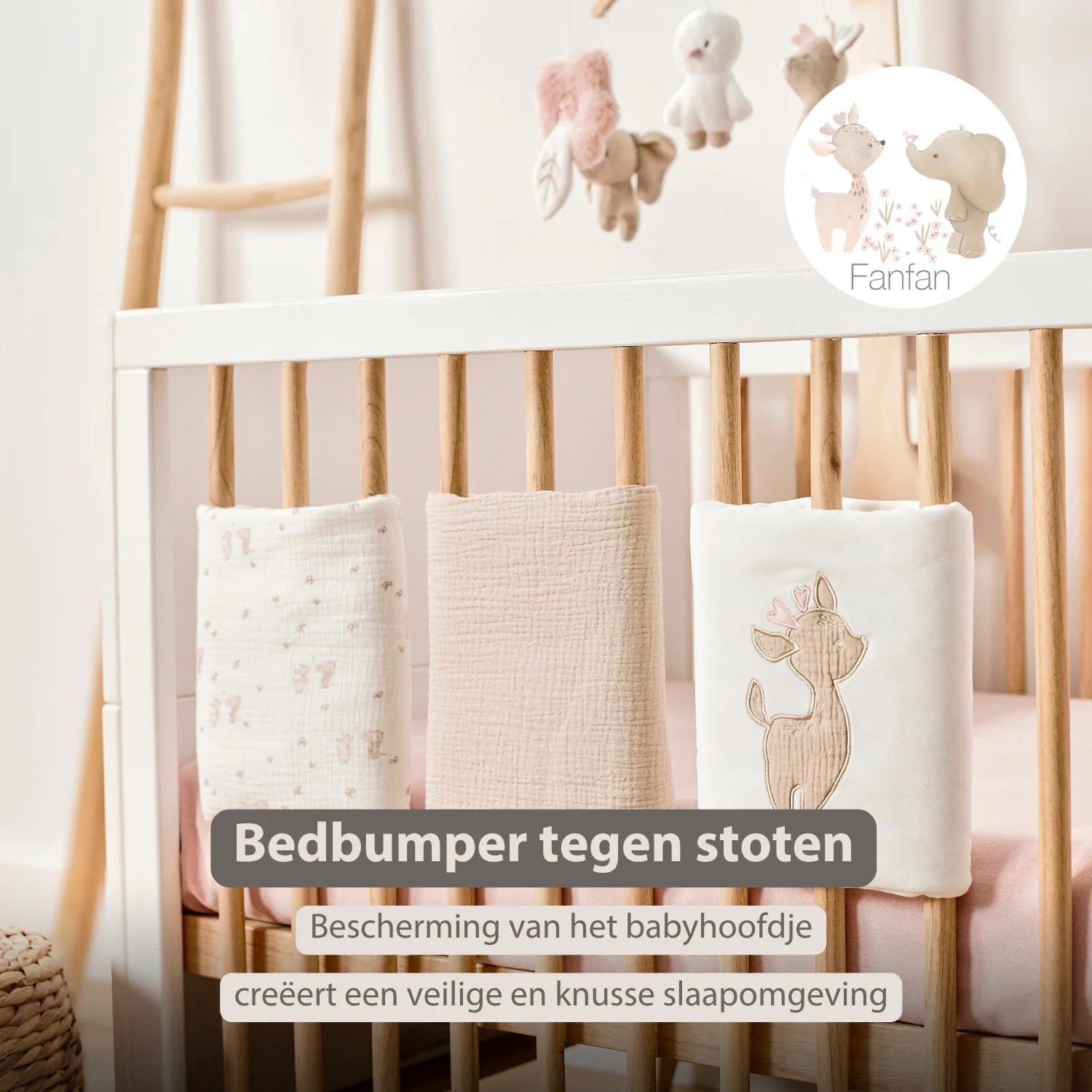 FanFan Bed Bumper Set – Baby Head Protector – 20 x 20 cm – 6 Pieces - Image 23