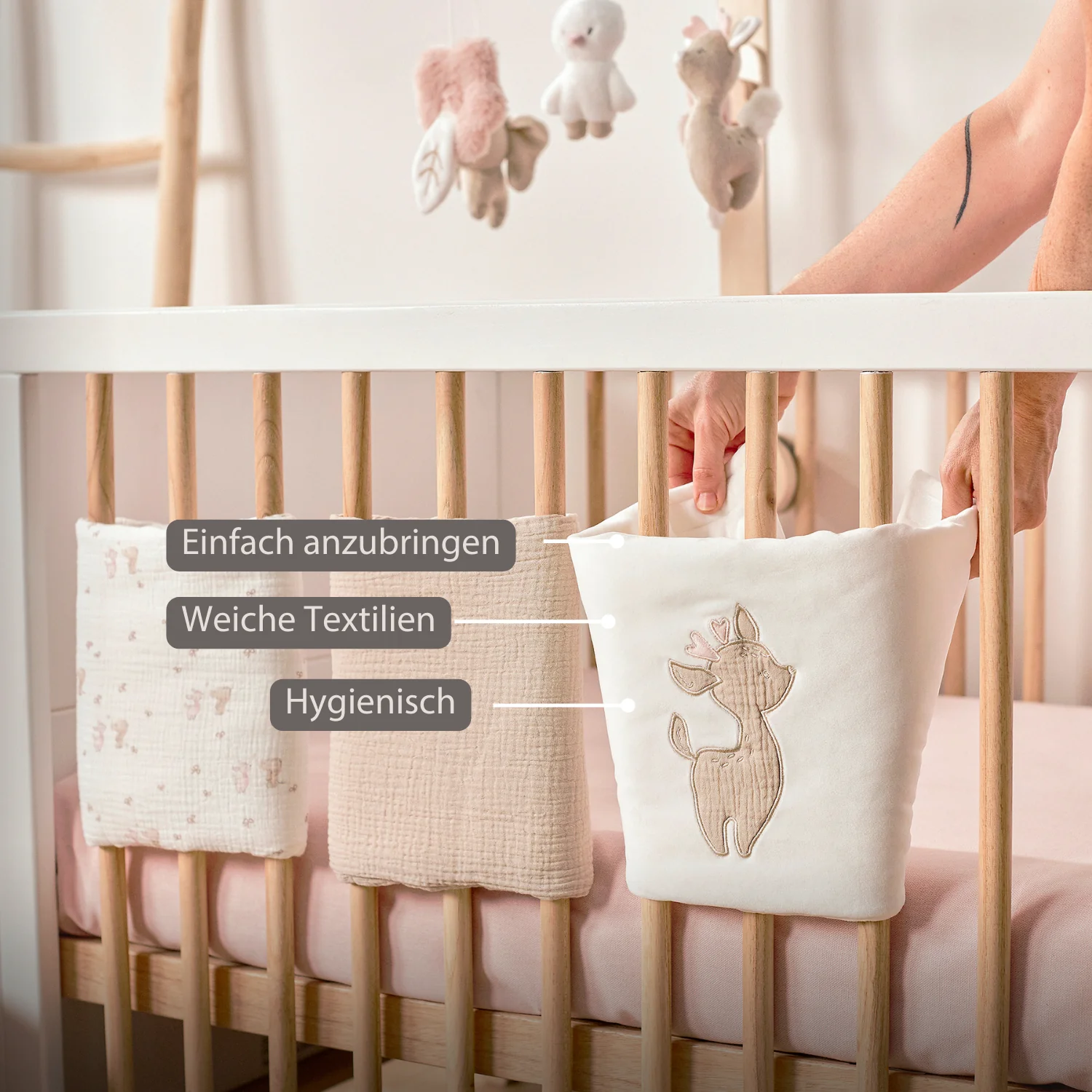 FanFan Bed Bumper Set – Baby Head Protector – 20 x 20 cm – 6 Pieces - Image 3