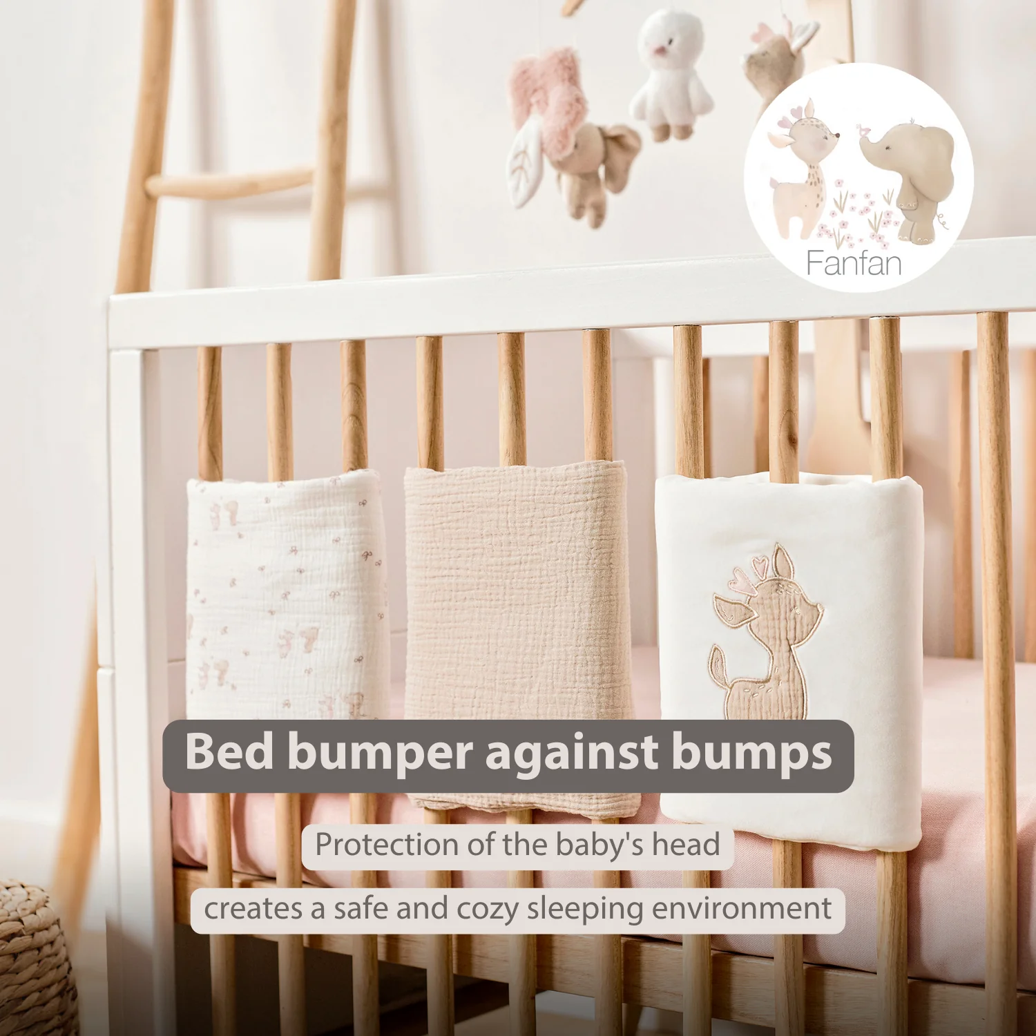 FanFan Bed Bumper Set – Baby Head Protector – 20 x 20 cm – 6 Pieces - Image 30