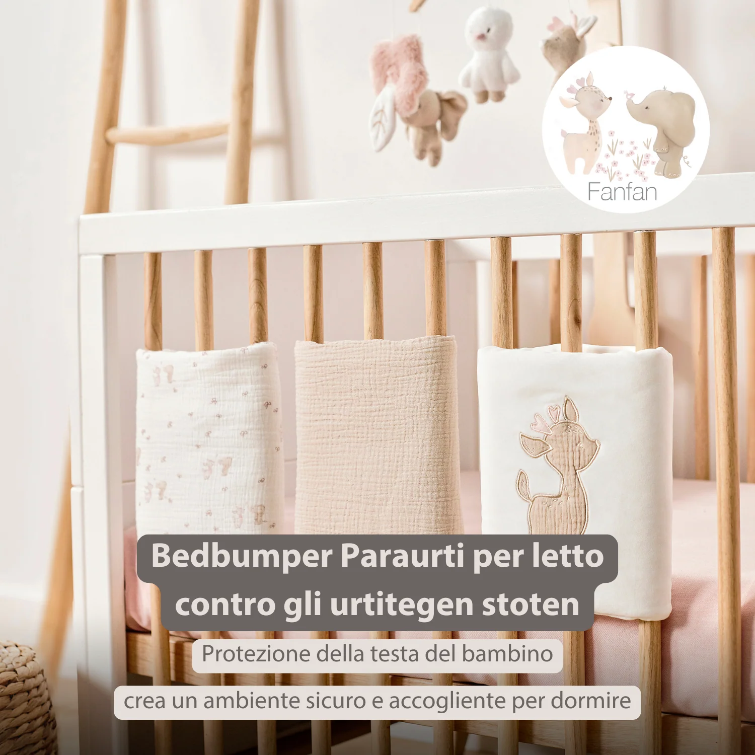 FanFan Bed Bumper Set – Baby Head Protector – 20 x 20 cm – 6 Pieces - Image 9