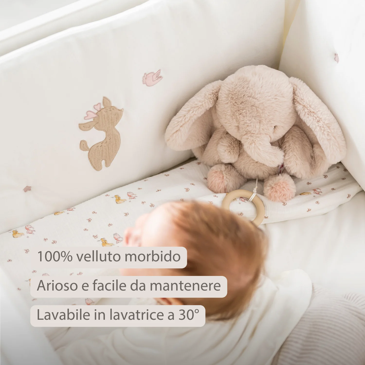 FanFan Bed Bumper Soft Velour – White – 60/70 cm – Baby Bed Protection - Image 12