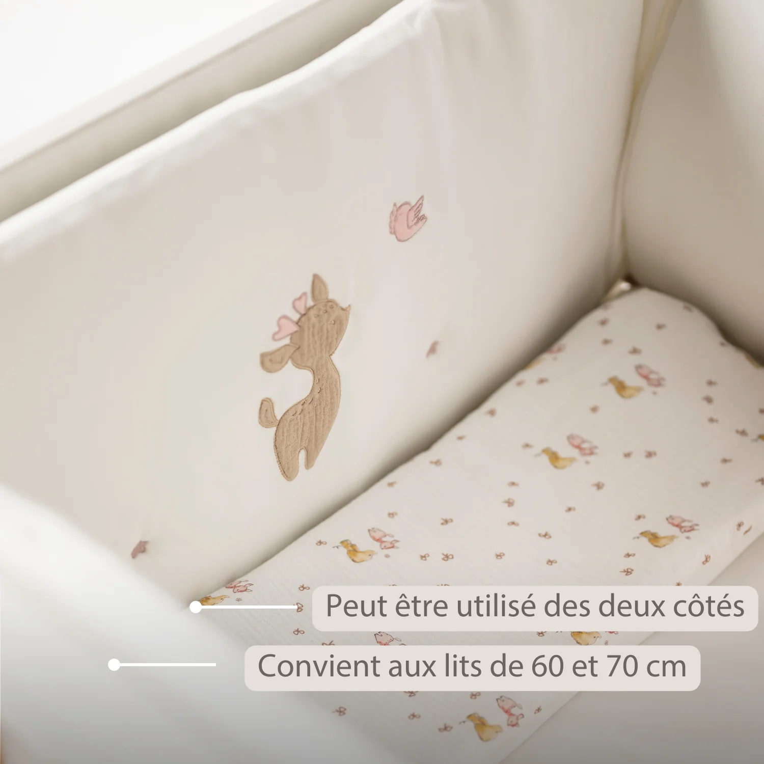 FanFan Bed Bumper Soft Velour – White – 60/70 cm – Baby Bed Protection - Image 17