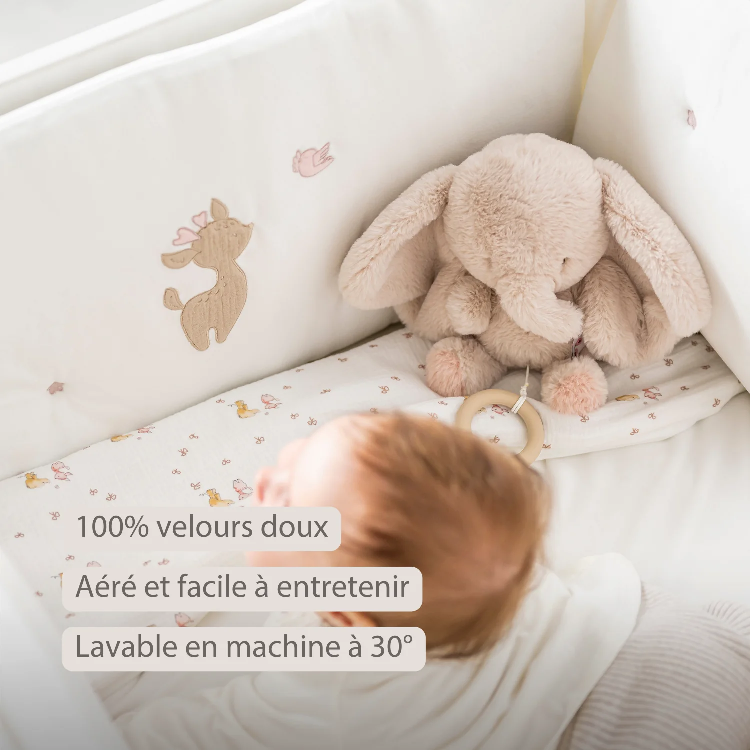 FanFan Bed Bumper Soft Velour – White – 60/70 cm – Baby Bed Protection - Image 19
