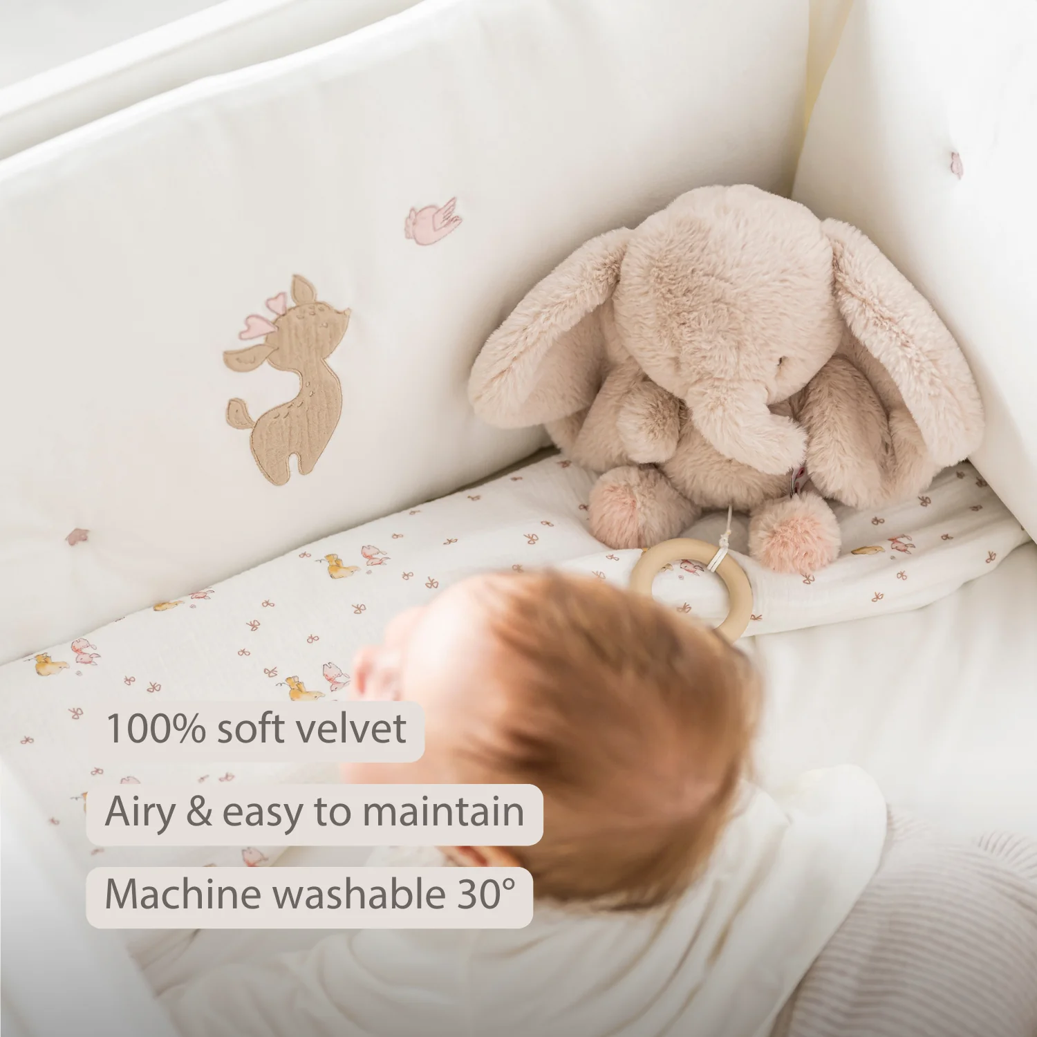 FanFan Bed Bumper Soft Velour – White – 60/70 cm – Baby Bed Protection - Image 33