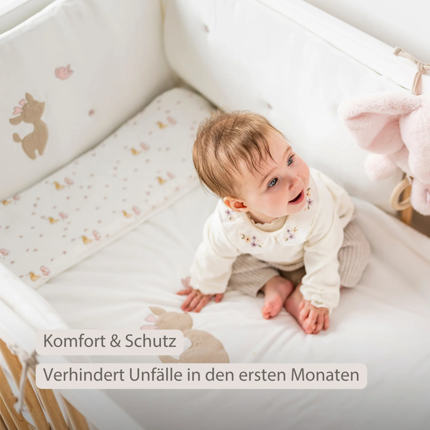 FanFan Bed Bumper Soft Velour – White – 60/70 cm – Baby Bed Protection - Image 4