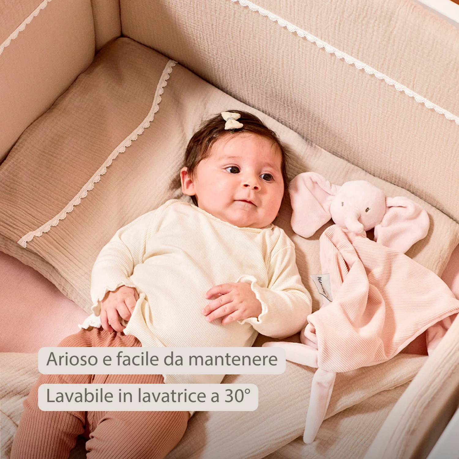 FanFan Bed Bumper Tetra Cotton – Sand – 60/70 cm – Soft Baby Bed Protection - Image 12