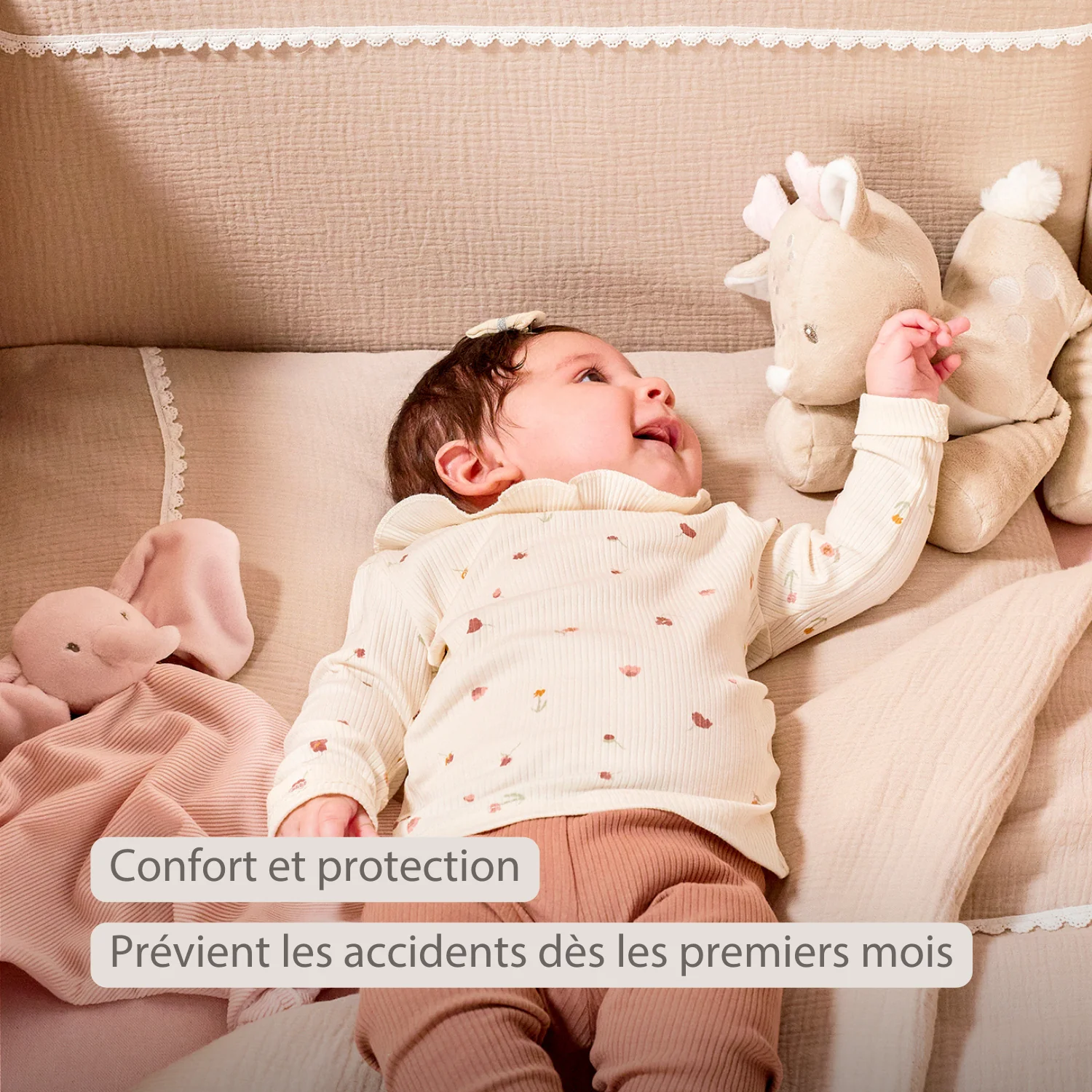 FanFan Bed Bumper Tetra Cotton – Sand – 60/70 cm – Soft Baby Bed Protection - Image 18