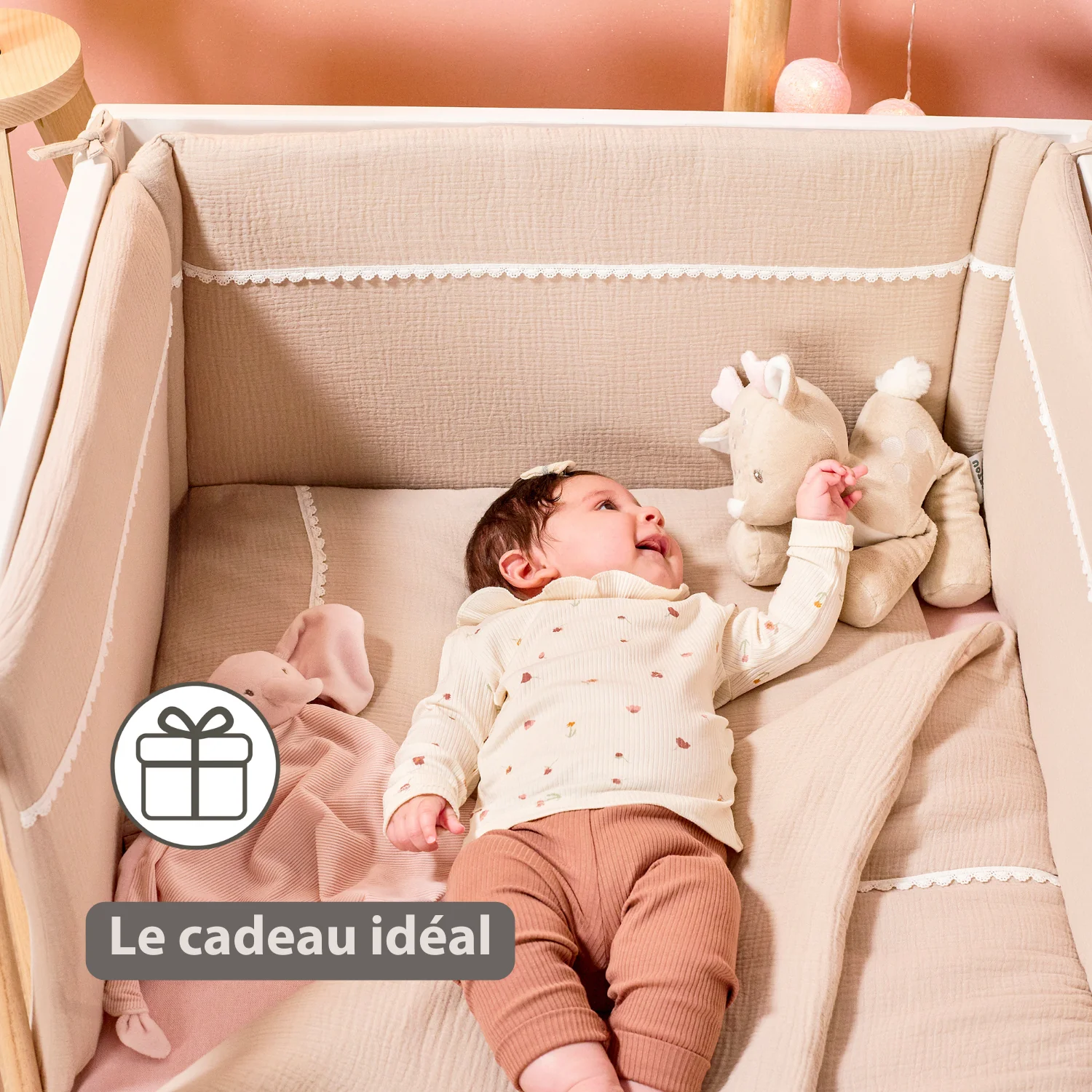 FanFan Bed Bumper Tetra Cotton – Sand – 60/70 cm – Soft Baby Bed Protection - Image 21