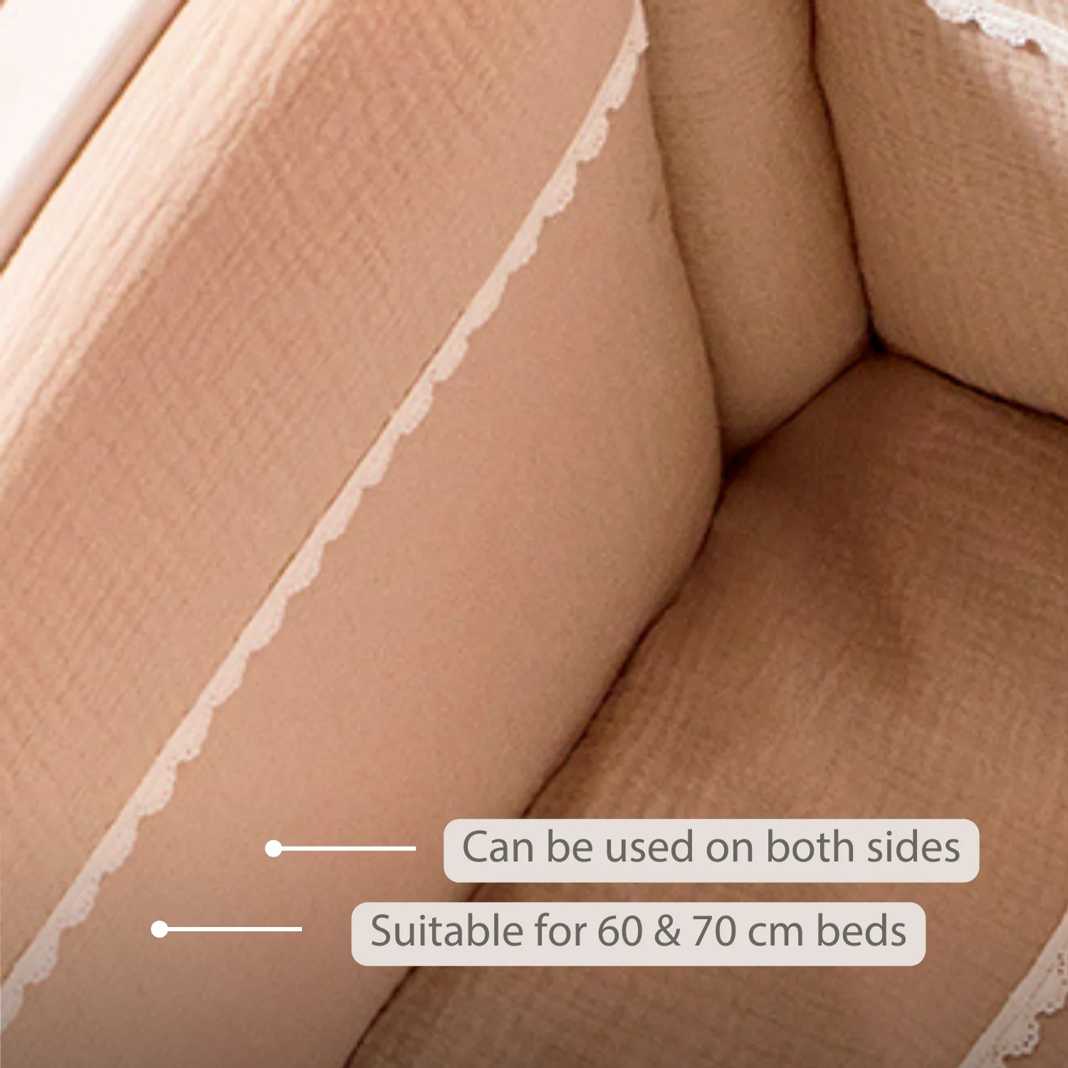 FanFan Bed Bumper Tetra Cotton – Sand – 60/70 cm – Soft Baby Bed Protection - Image 31