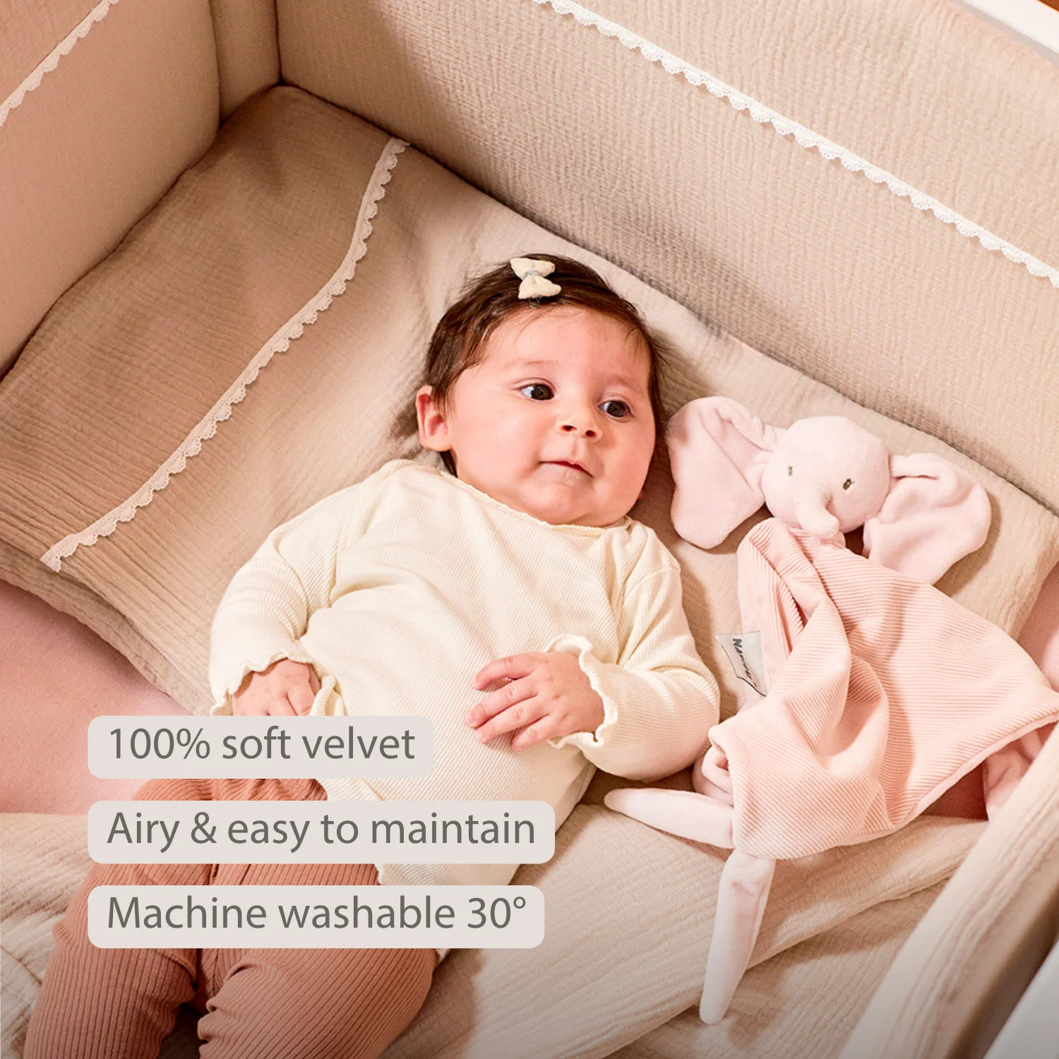 FanFan Bed Bumper Tetra Cotton – Sand – 60/70 cm – Soft Baby Bed Protection - Image 33