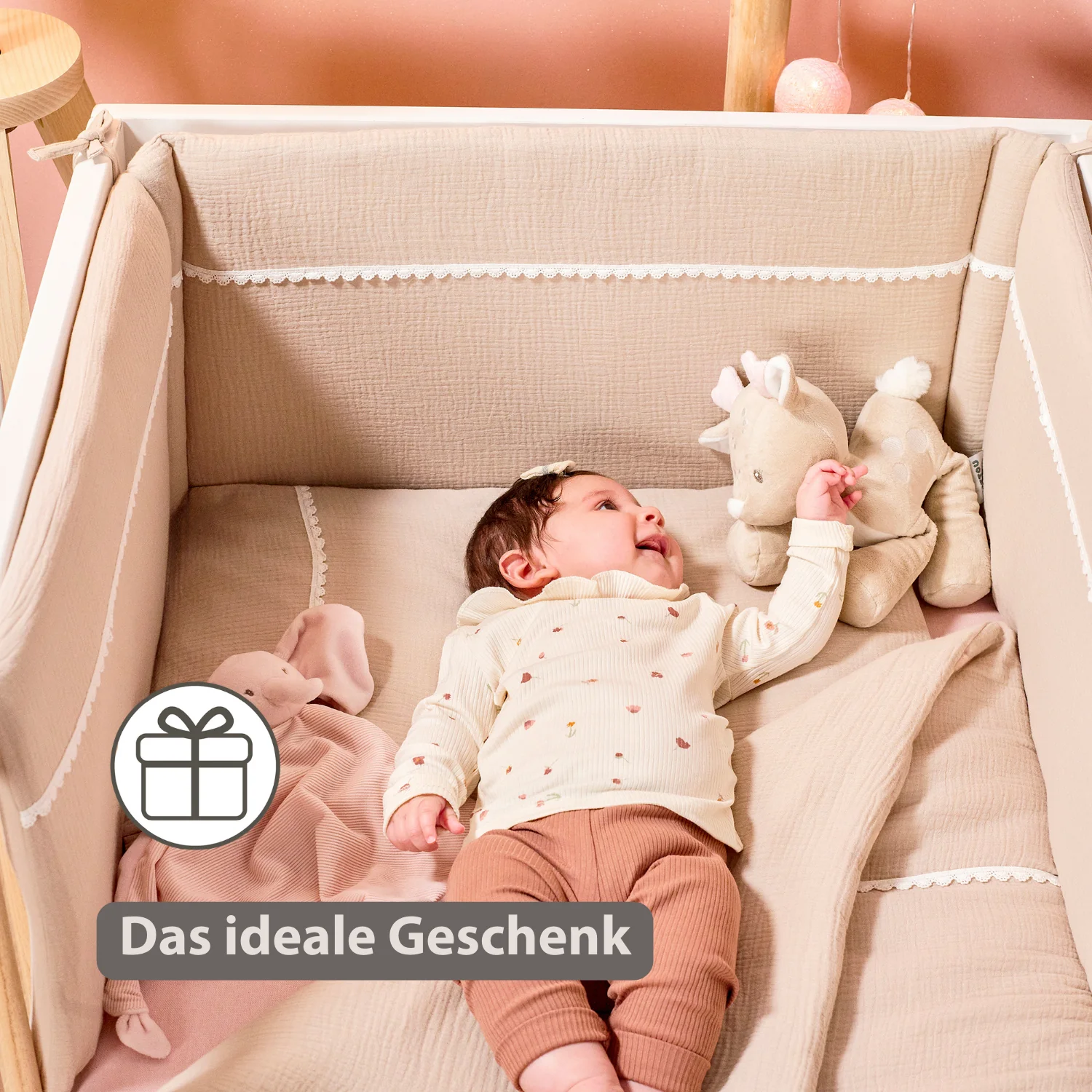 FanFan Bed Bumper Tetra Cotton – Sand – 60/70 cm – Soft Baby Bed Protection - Image 7