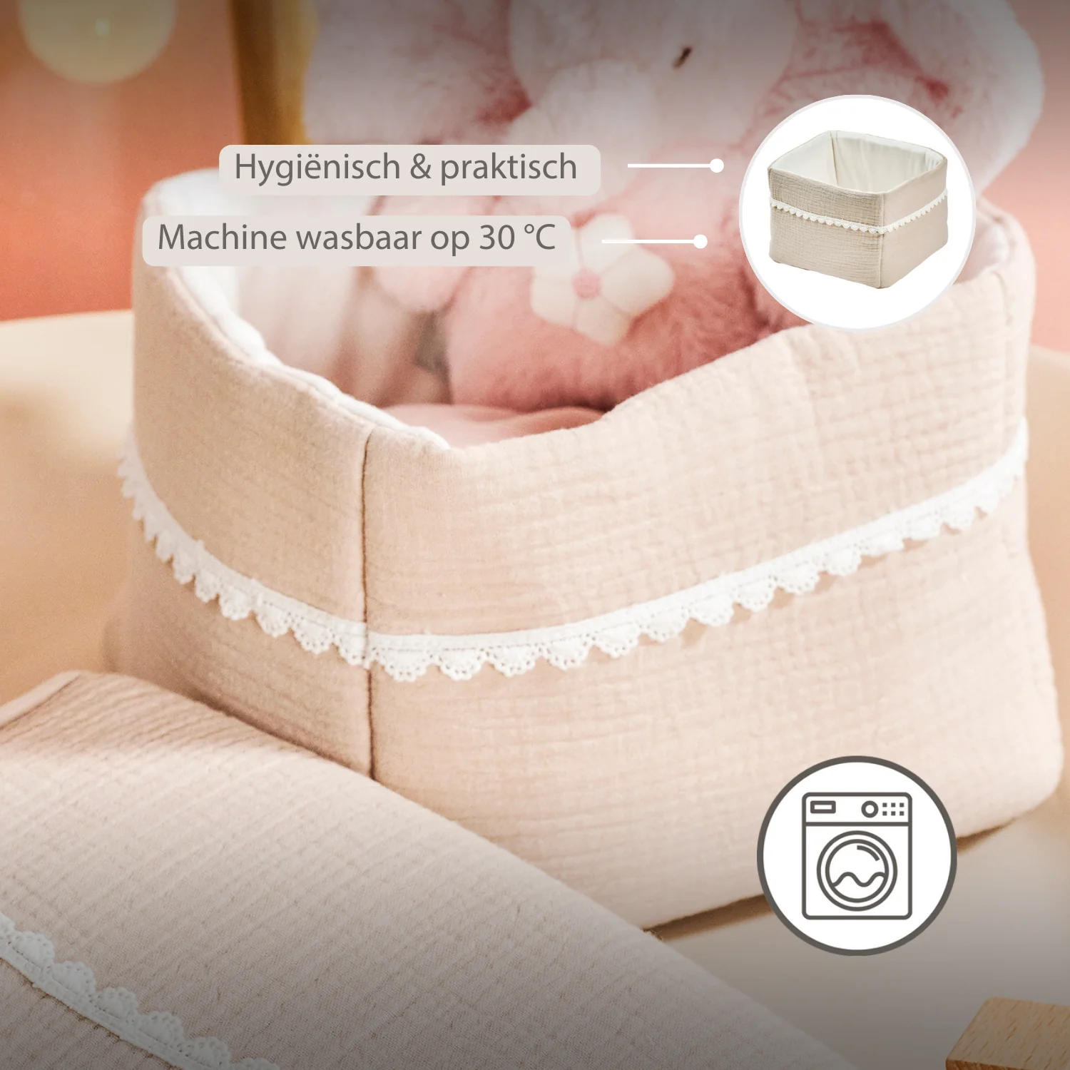 FanFan Care Basket Sand 20x20 cm – Baby Storage Basket – Tetra Cotton – Baby Accessory - Image 18