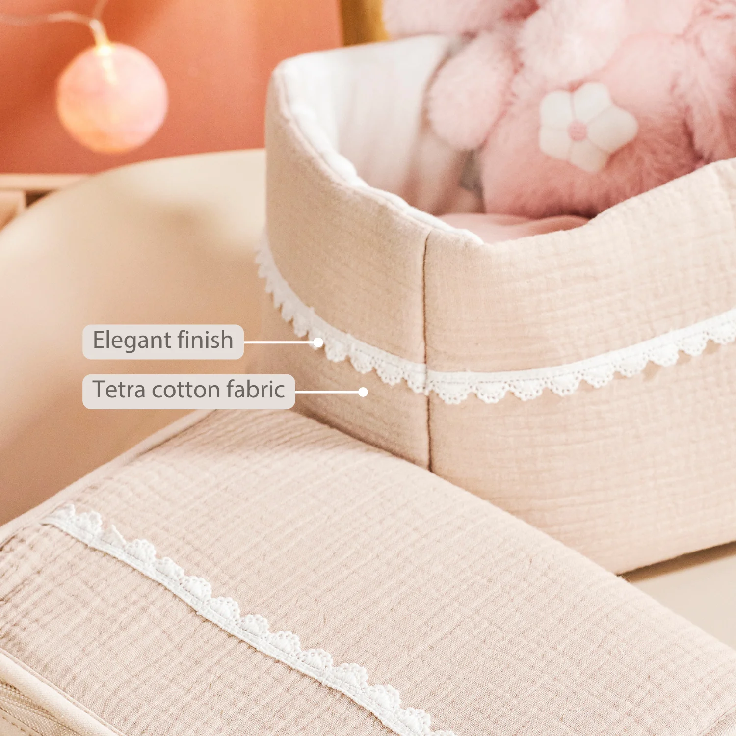 FanFan Care Basket Sand 20x20 cm – Baby Storage Basket – Tetra Cotton – Baby Accessory - Image 24