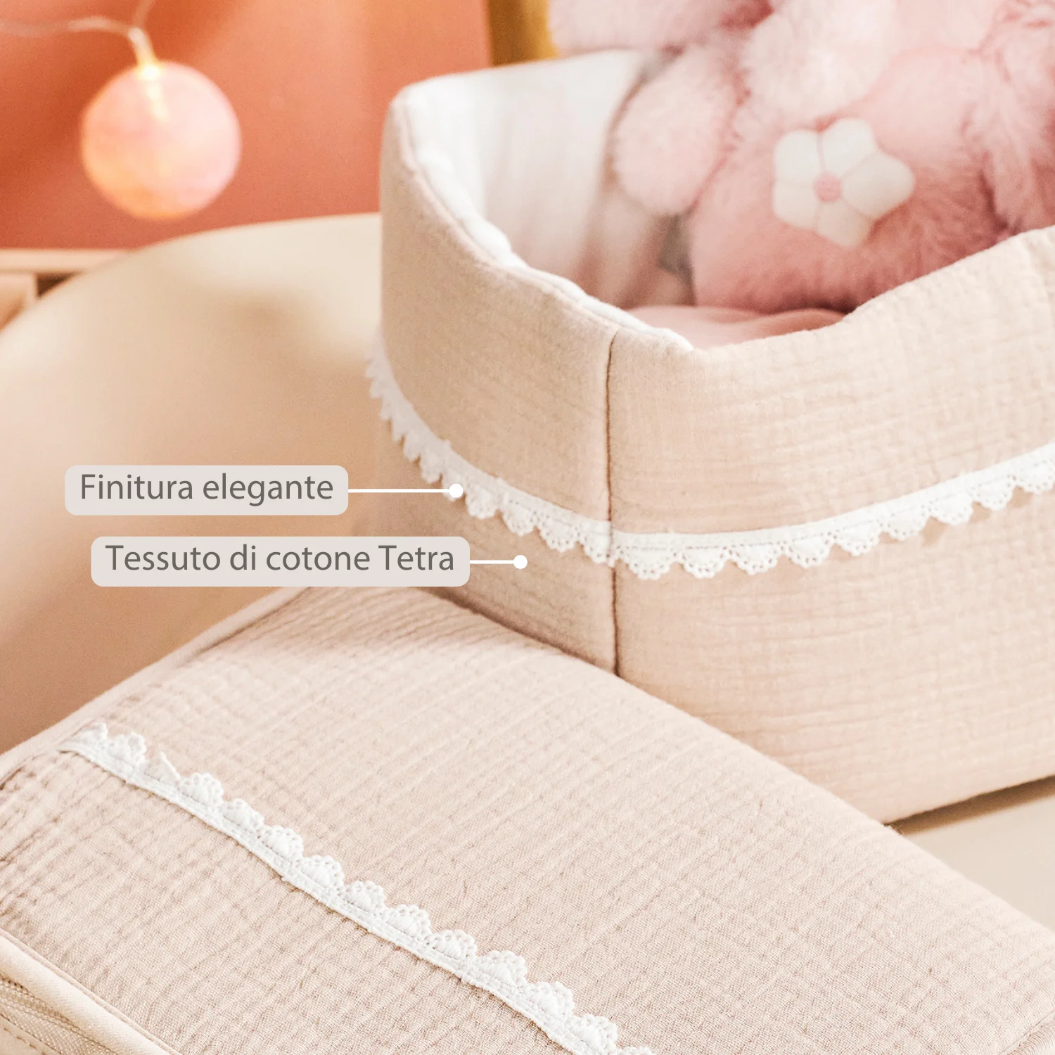 FanFan Care Basket Sand 20x20 cm – Baby Storage Basket – Tetra Cotton – Baby Accessory - Image 9