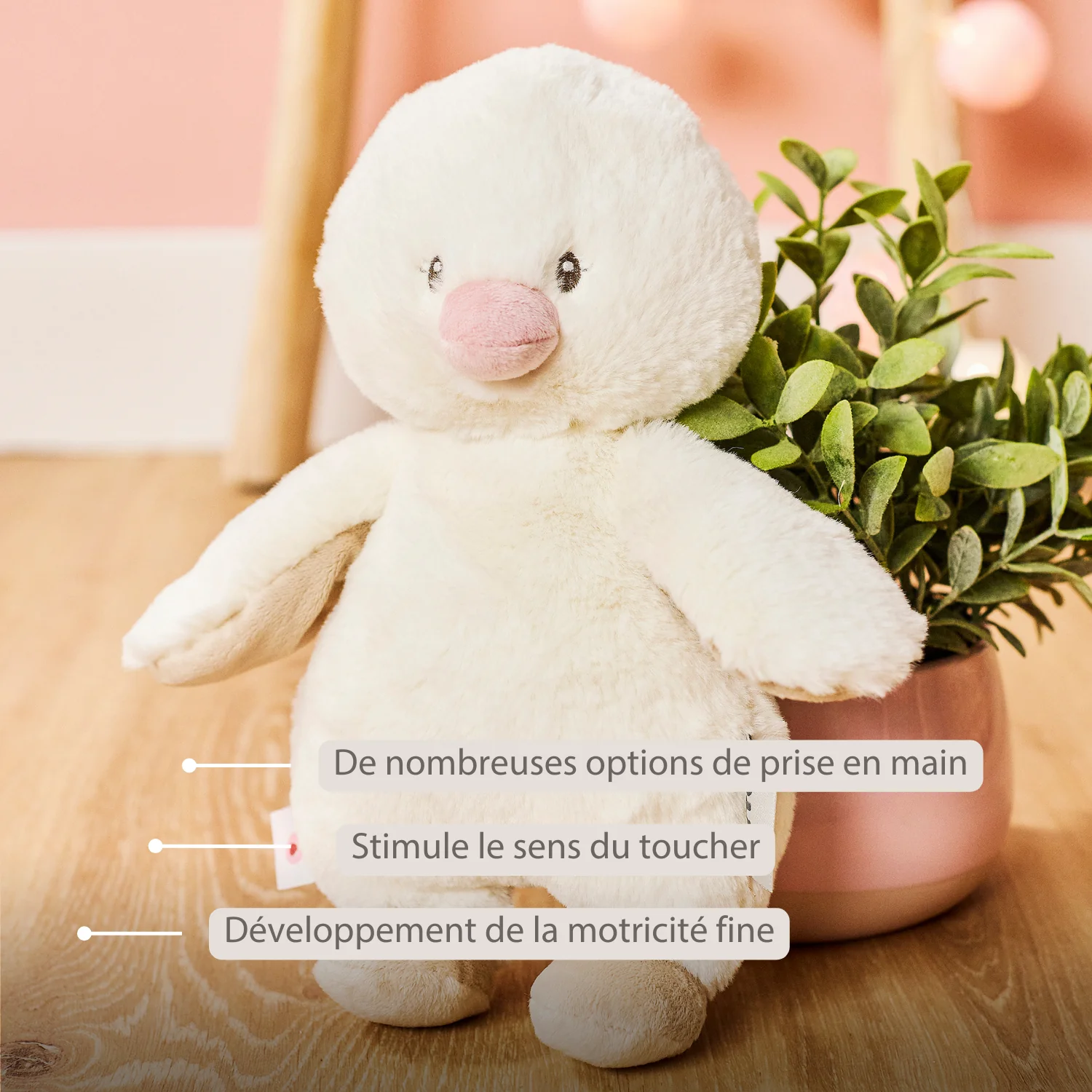 FanFan Cuddle Duck – 30 cm – Soft Baby Plush – Off-White - Image 17