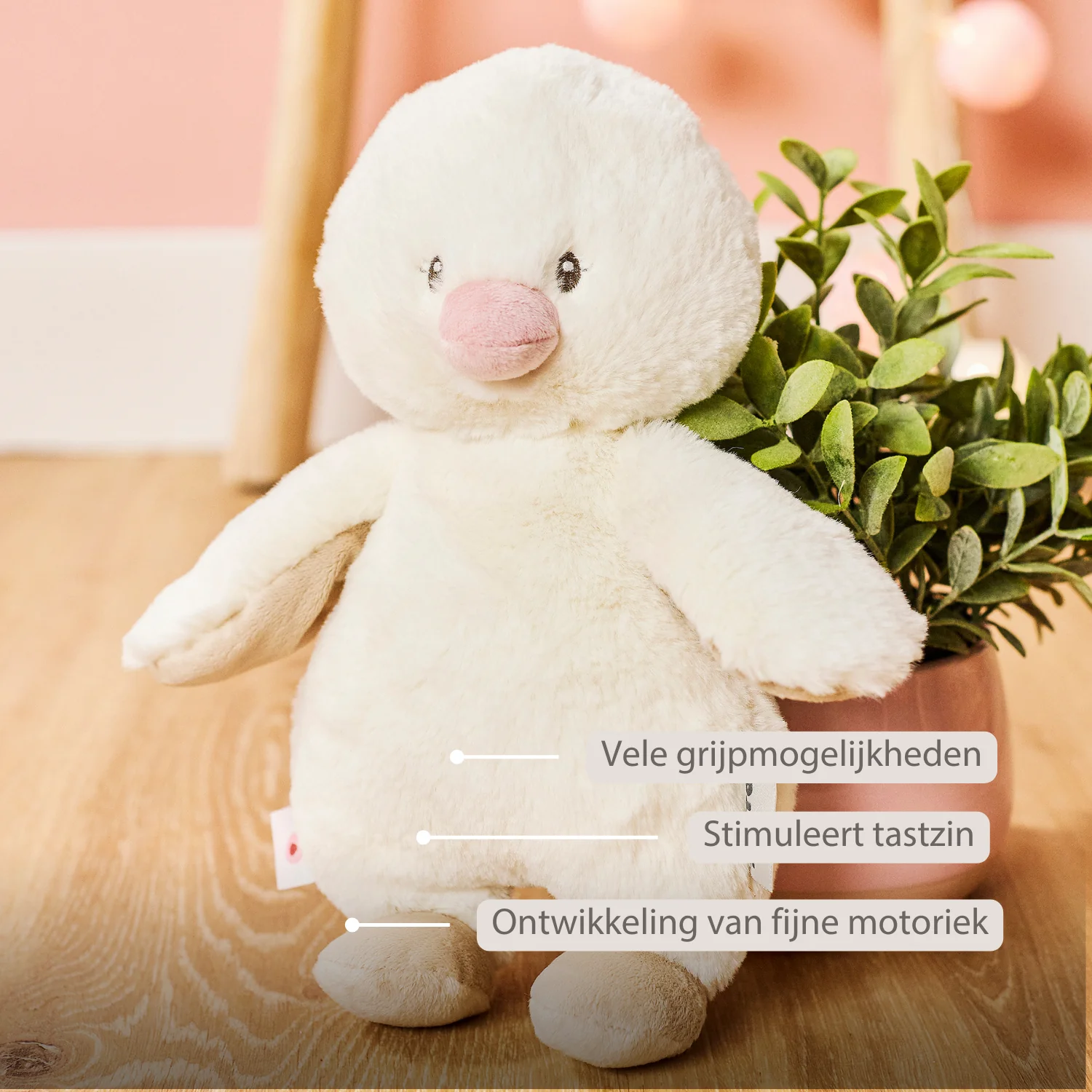 FanFan Cuddle Duck – 30 cm – Soft Baby Plush – Off-White - Image 24