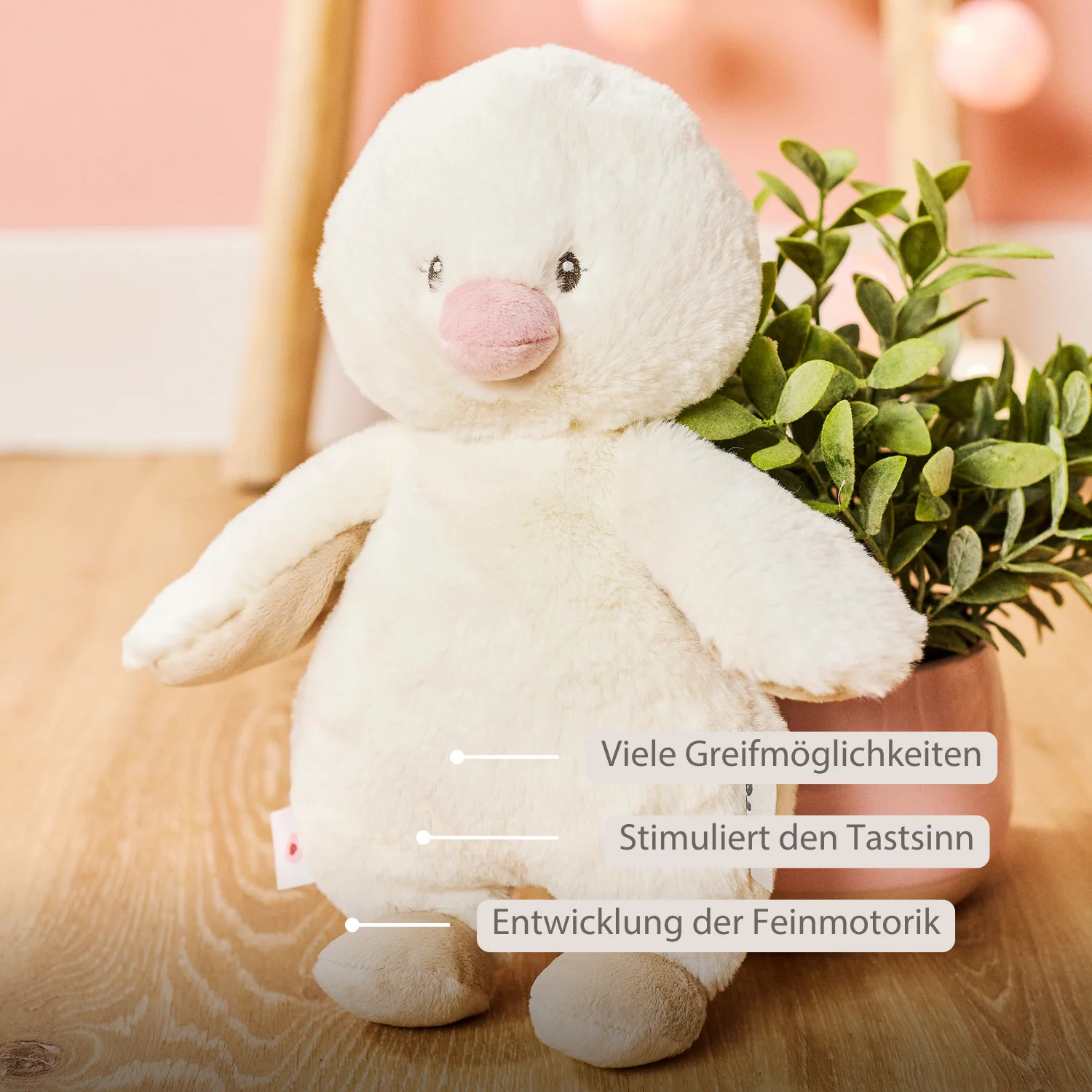 FanFan Cuddle Duck – 30 cm – Soft Baby Plush – Off-White - Image 3