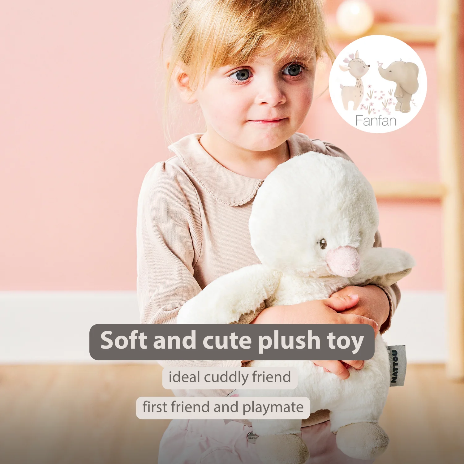 FanFan Cuddle Duck – 30 cm – Soft Baby Plush – Off-White - Image 30
