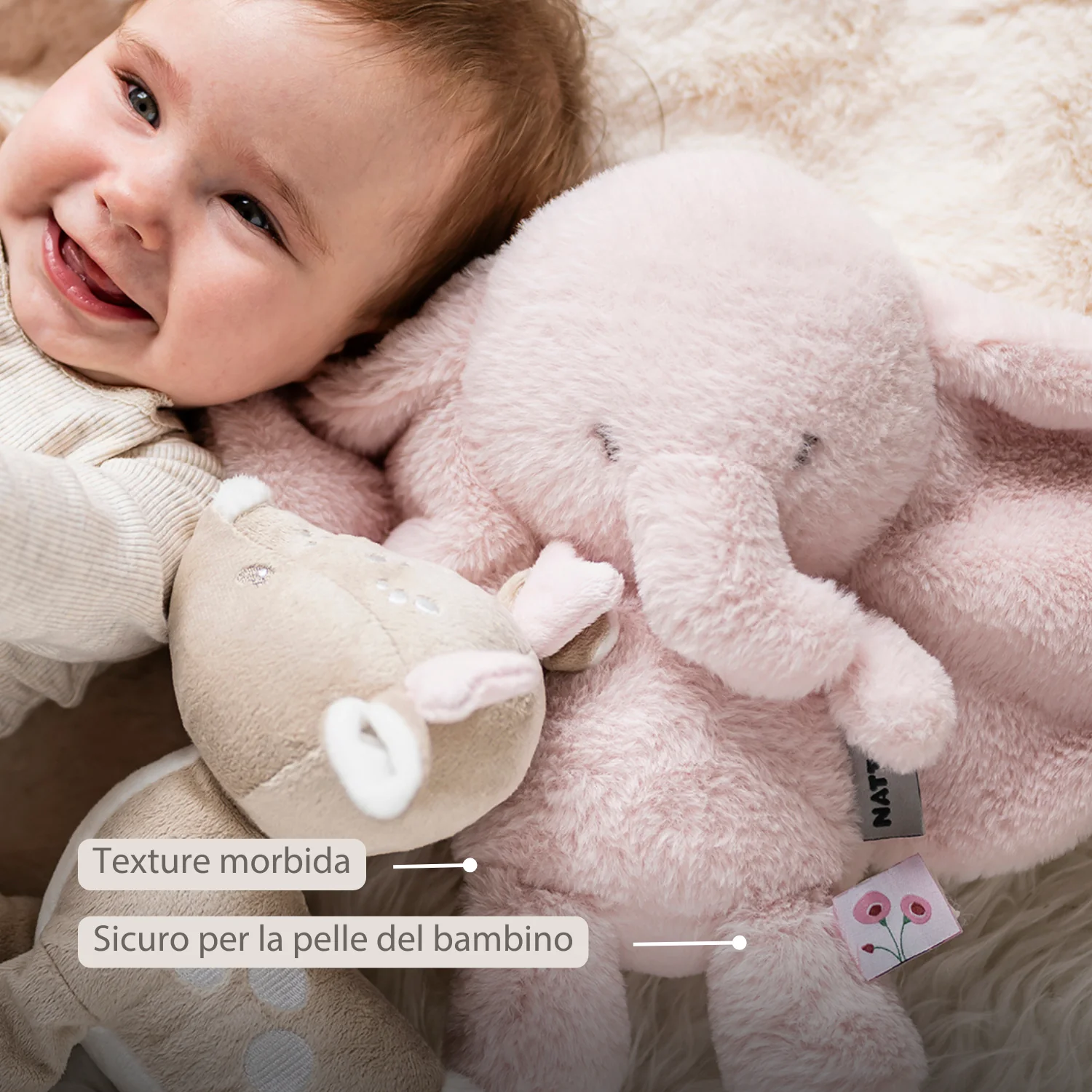 FanFan Cuddle Elephant – 30 cm – Soft Baby Plush Toy – Pink - Image 12