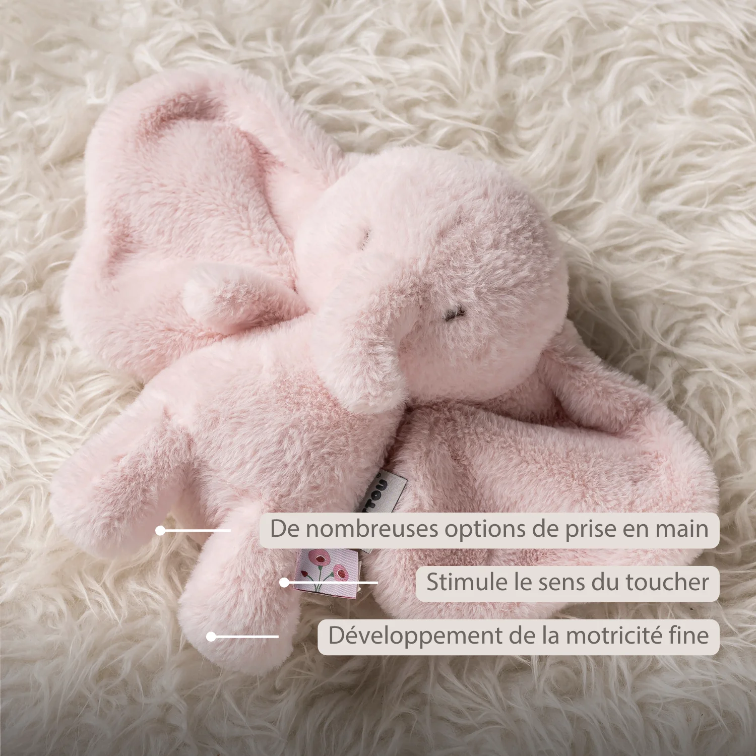 FanFan Cuddle Elephant – 30 cm – Soft Baby Plush Toy – Pink - Image 17