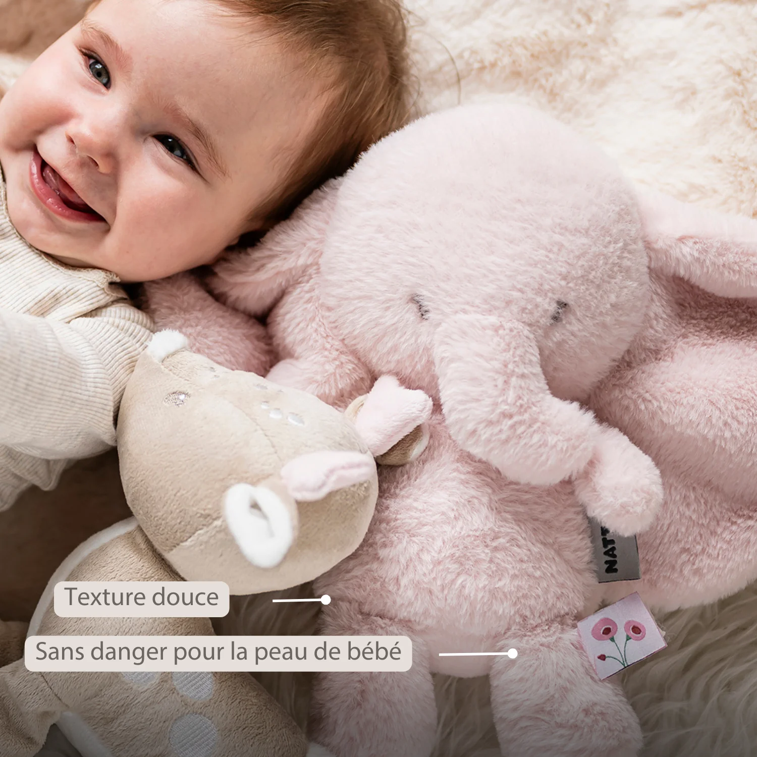 FanFan Cuddle Elephant – 30 cm – Soft Baby Plush Toy – Pink - Image 19