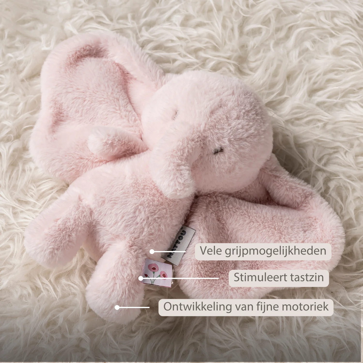 FanFan Cuddle Elephant – 30 cm – Soft Baby Plush Toy – Pink - Image 24