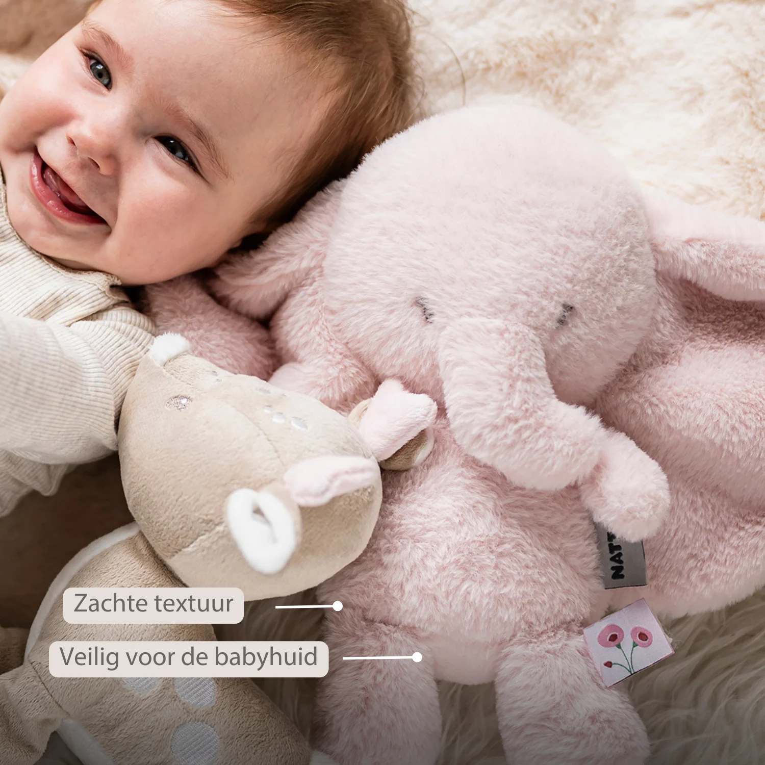 FanFan Cuddle Elephant – 30 cm – Soft Baby Plush Toy – Pink - Image 26
