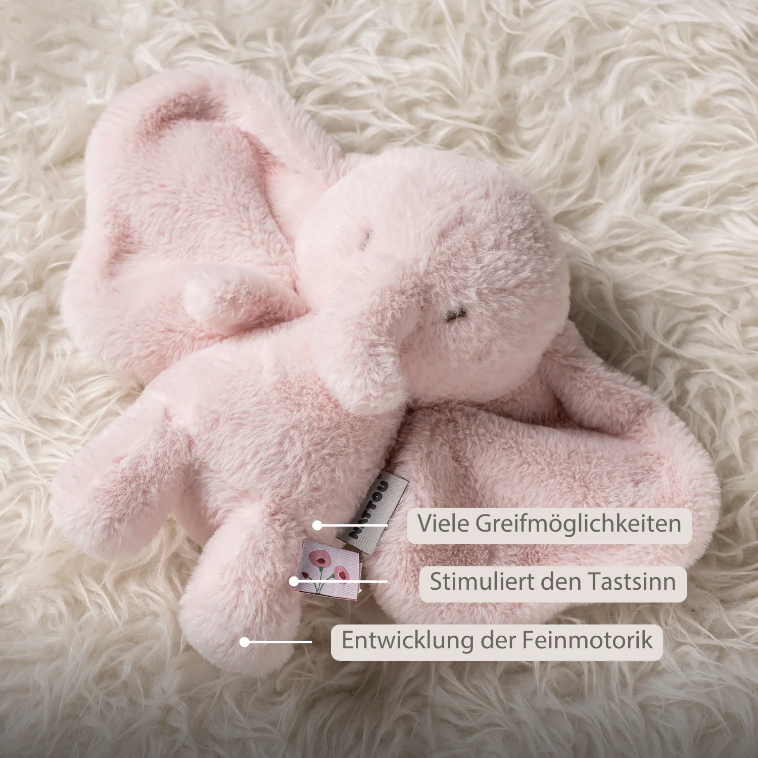 FanFan Cuddle Elephant – 30 cm – Soft Baby Plush Toy – Pink - Image 3