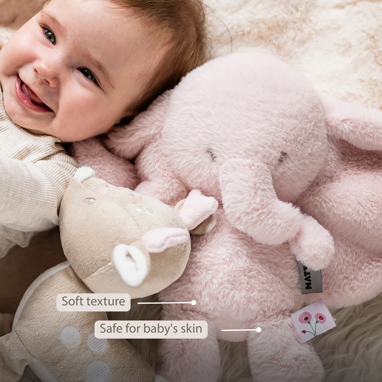 FanFan Cuddle Elephant – 30 cm – Soft Baby Plush Toy – Pink - Image 33
