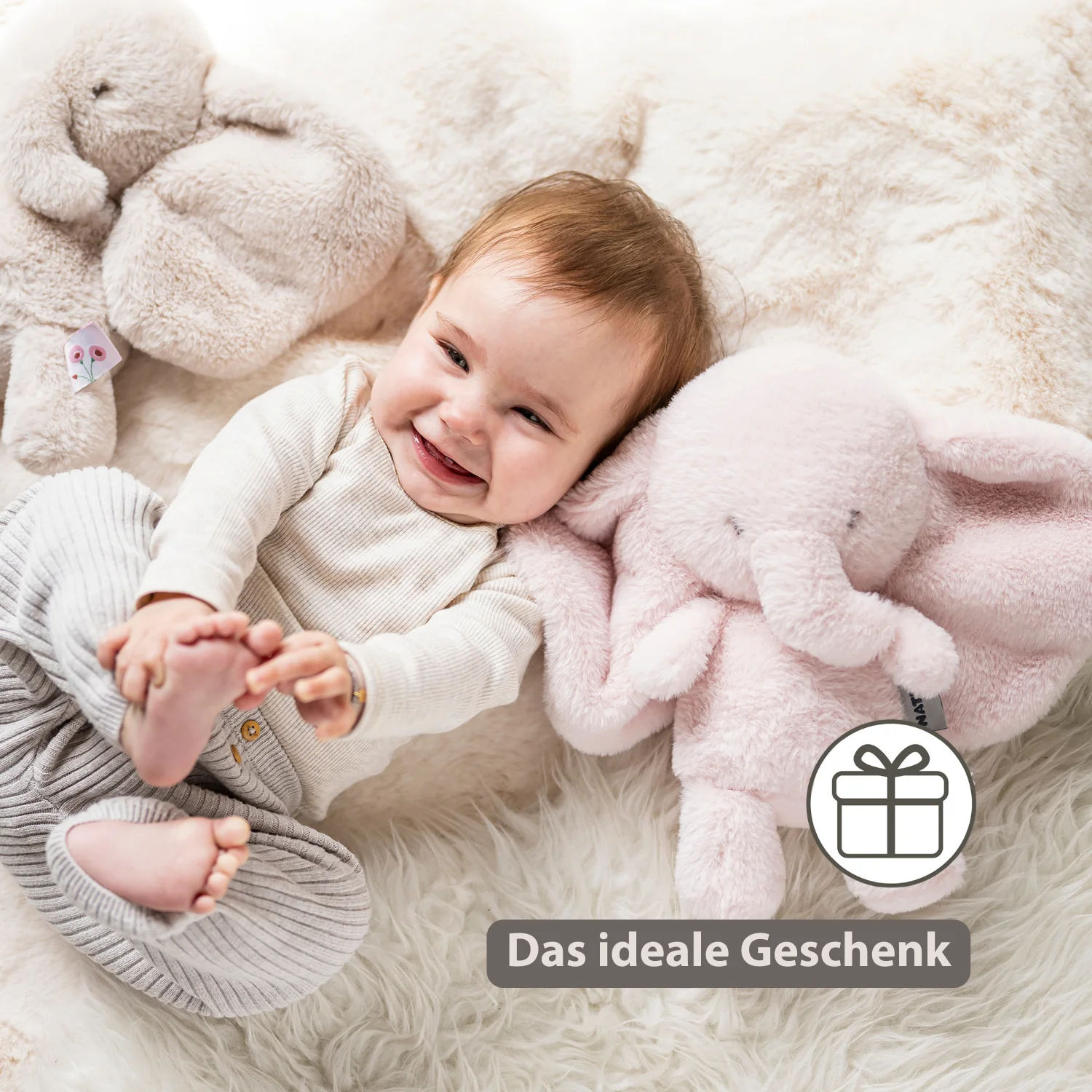 FanFan Cuddle Elephant – 30 cm – Soft Baby Plush Toy – Pink - Image 7